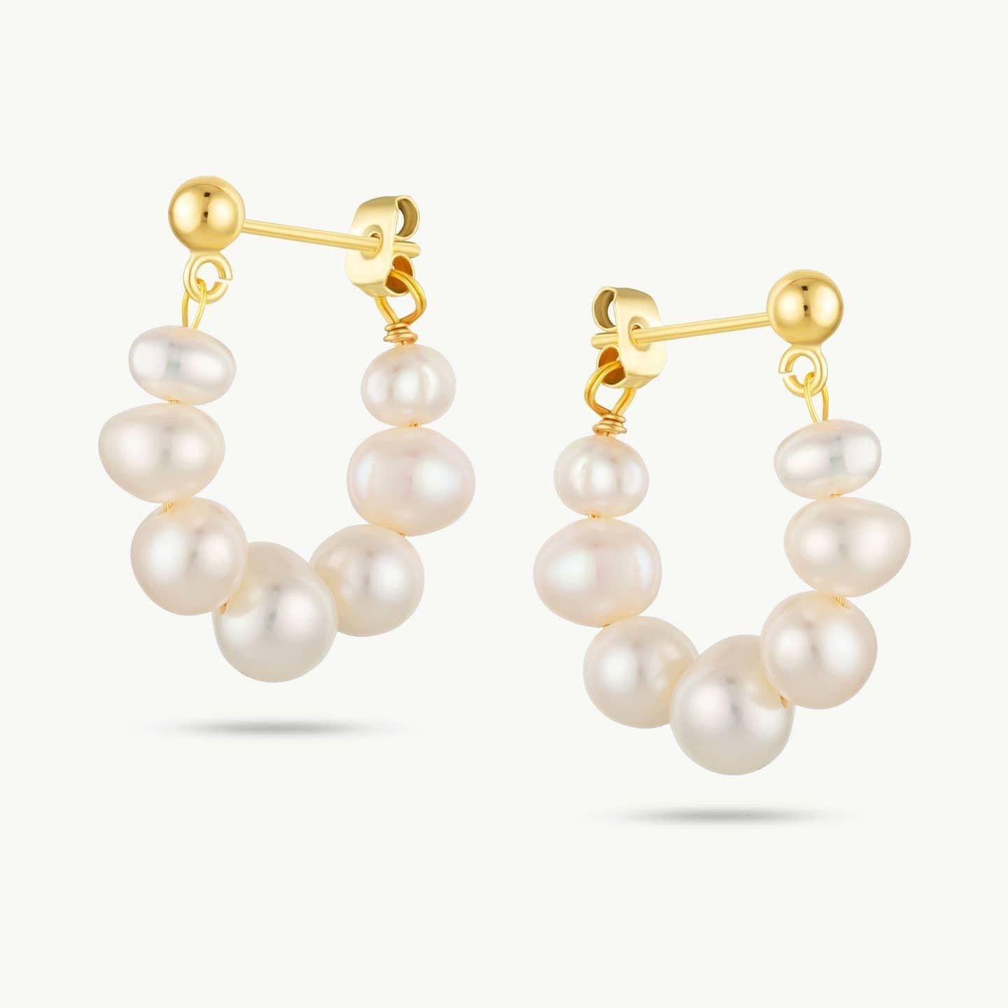 Laguna Pearls Links Hooped Earrings