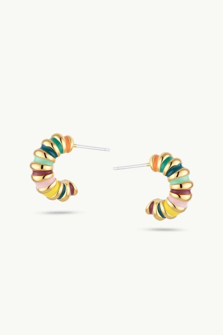 Esme Mini Gold Multicoloured Pastel Hoop Earrings