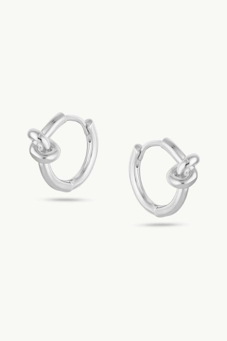 Luna Mini Silver Knotted Hoop Earrings