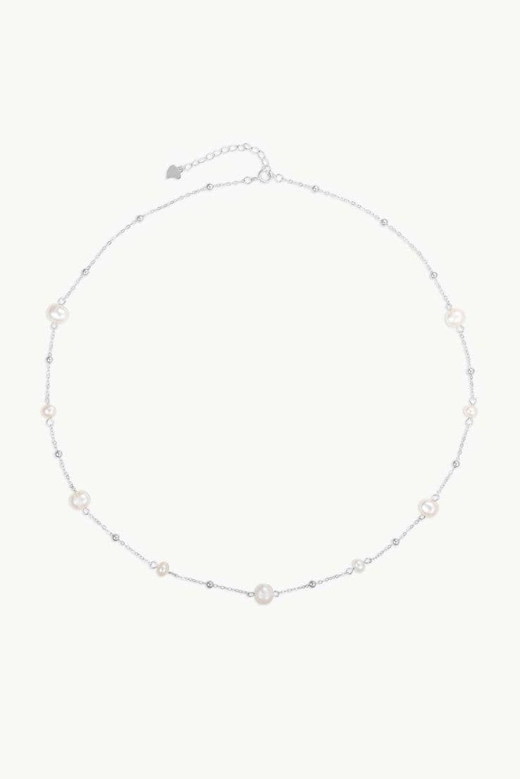 Joy Beaded Pearl Chain Necklace Silver