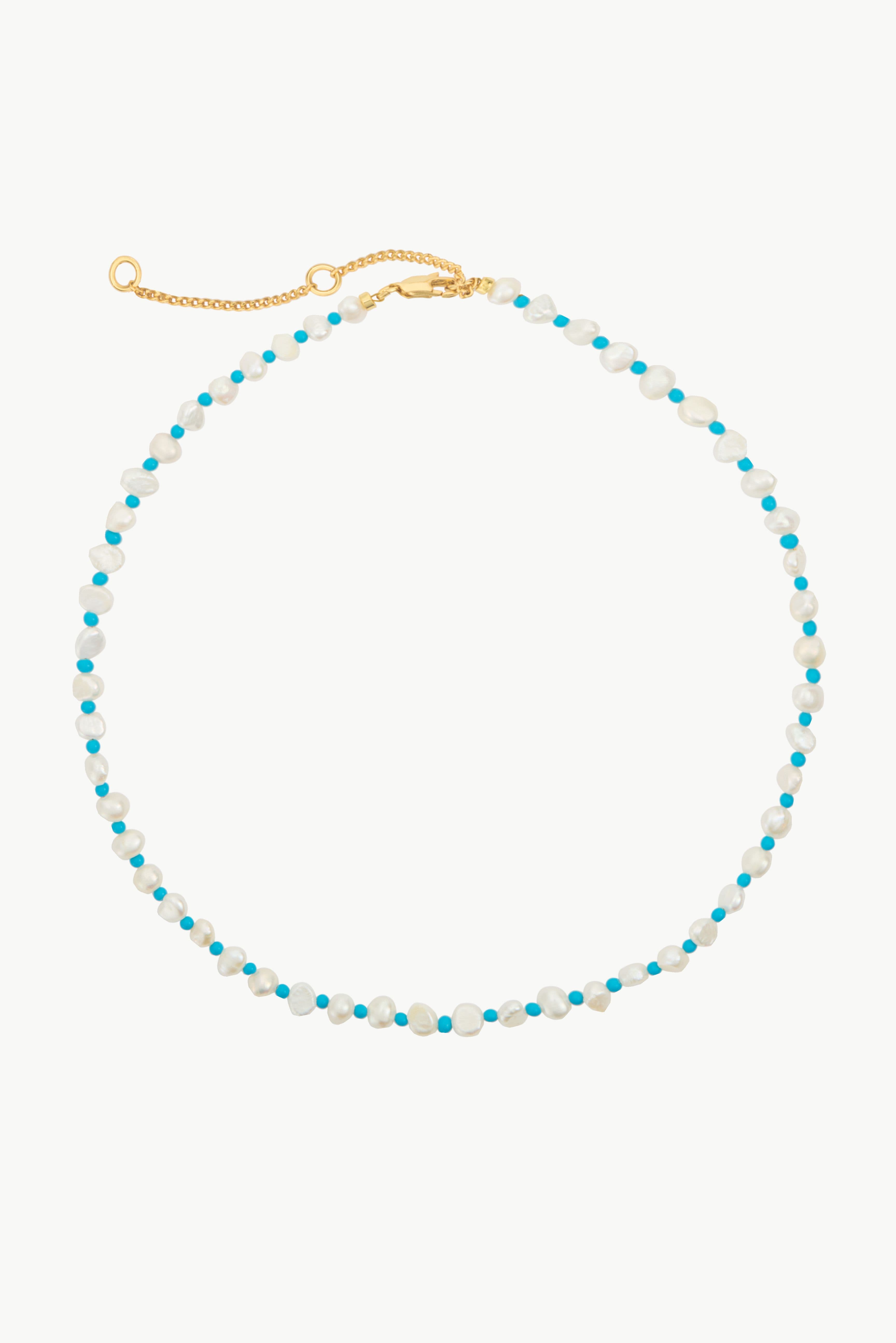 Arctic Fox & Co. Women's Turquoise & Baroque Pearl Necklace in Metallic Gold | Size: Standard
