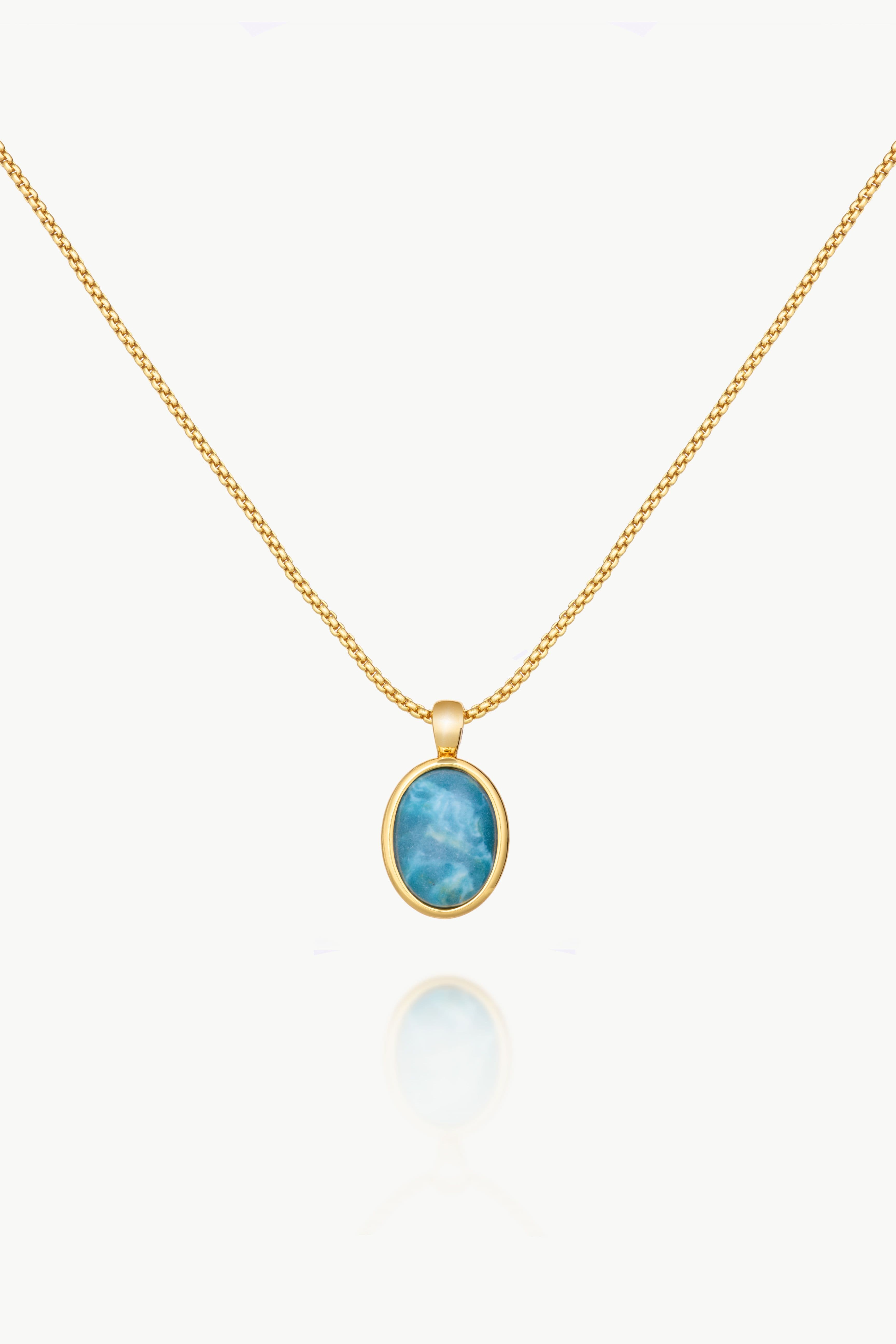 Arctic Fox & Co. Women's The Large Turquoise Pendant Necklace in Metallic Gold | Size: Standard