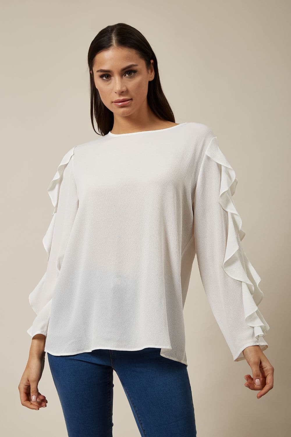 Oversized Ruffle Sleeve Relaxed Fit Top