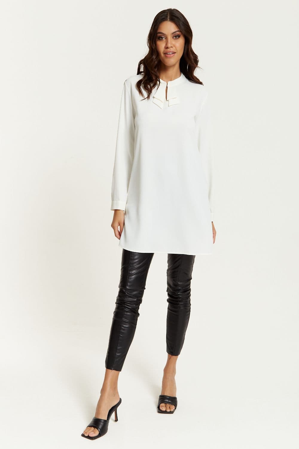 Oversized Long Sleeves Detailed Collar Tunic