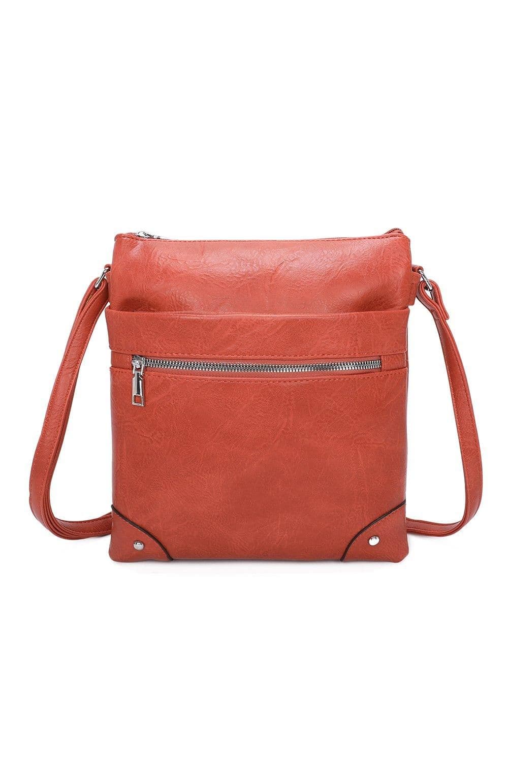 Fontanella Fashion Women's San Triple Zipped Pockets PU Messenger Bag in Tangerine