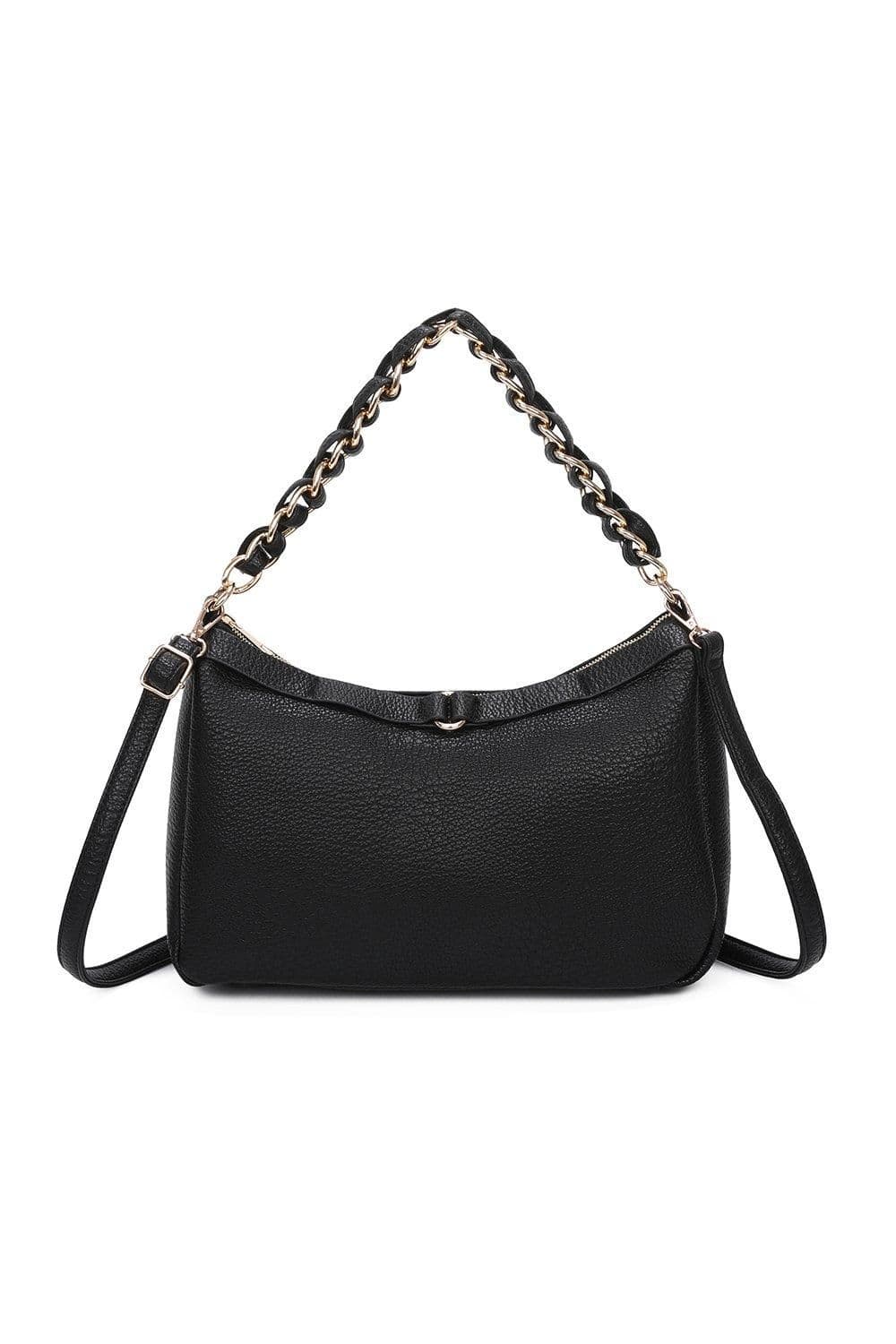 Fontanella Fashion Women's Kara PU Knotted Strap Chain Shoulder Bag in Black