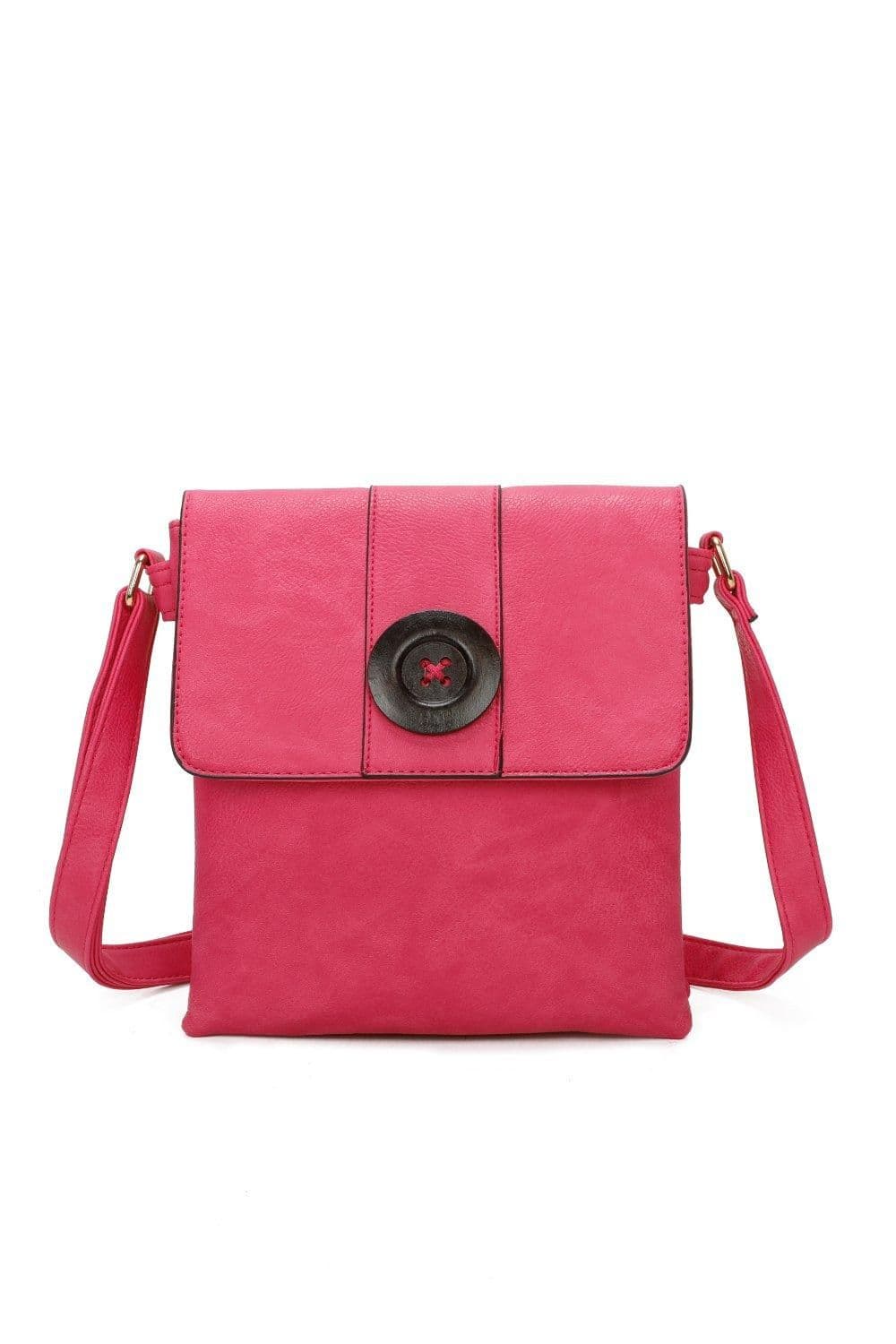Fontanella Fashion Women's Danchu Button PU Messenger Bag in Fuchsia