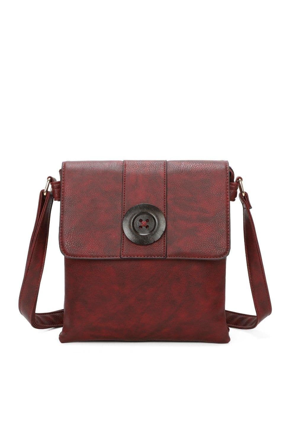 Fontanella Fashion Women's Danchu Button PU Messenger Bag in Burgundy