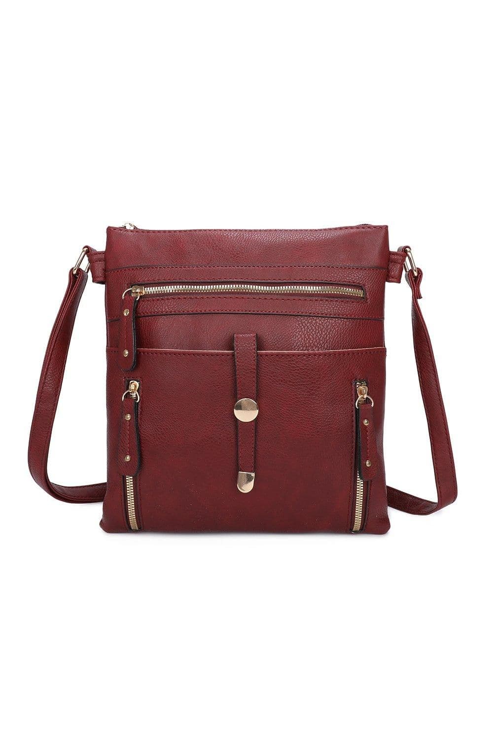 Fontanella Fashion Women's Madura Multi-Pocketed PU Messenger Bag in Burgundy