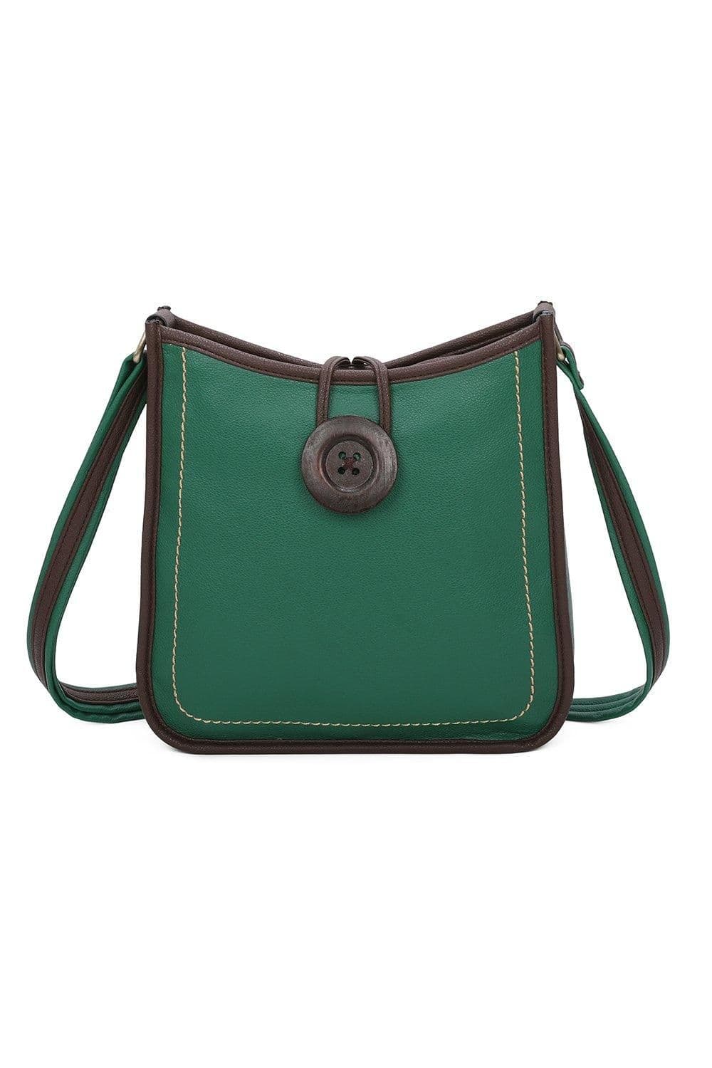 Fontanella Fashion Women's Hava PU Button Messenger Bag in Emerald