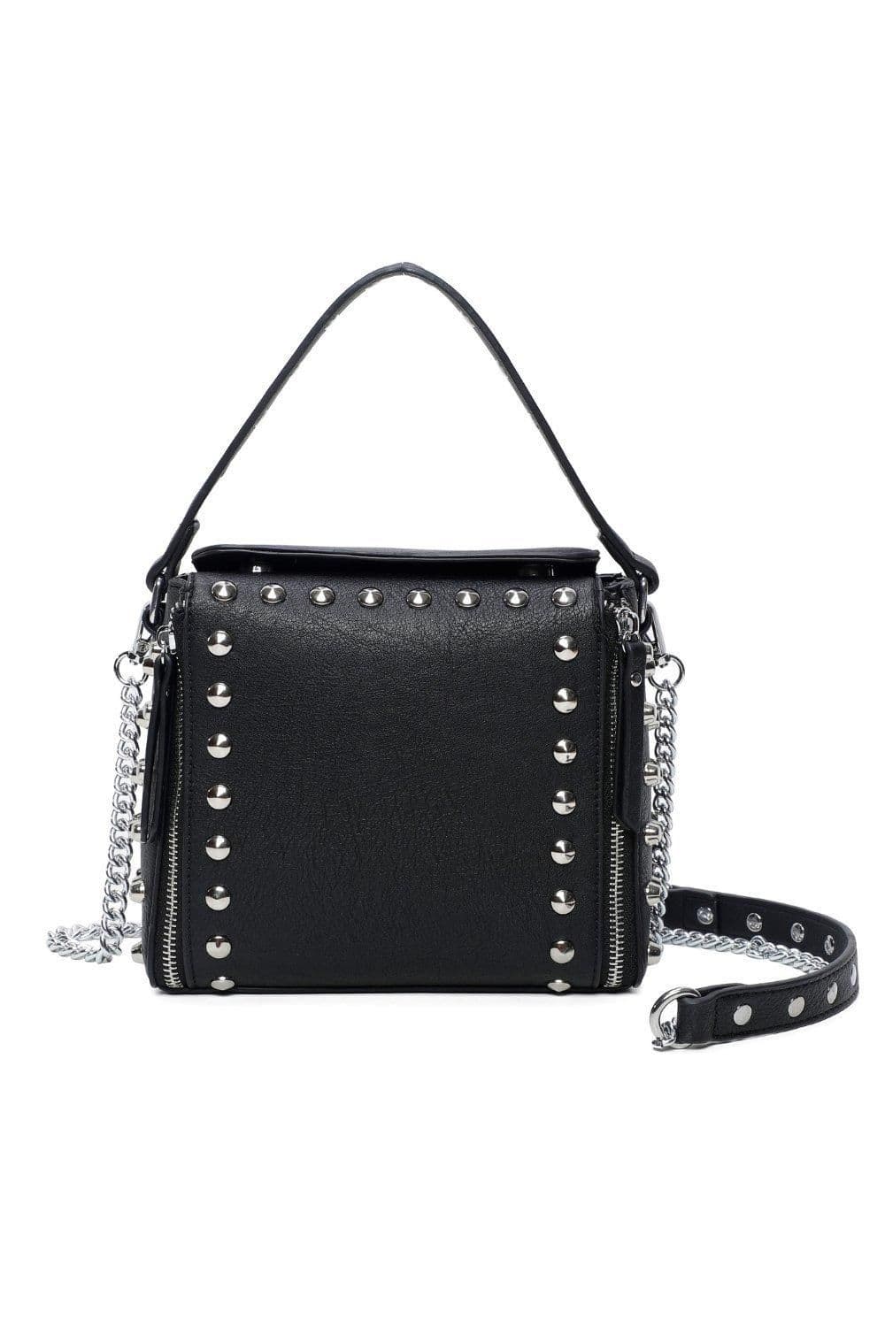 Fontanella Fashion Women's Ribelle Square Studded Chain Strap Crossbody Top-Handle Bag in Black