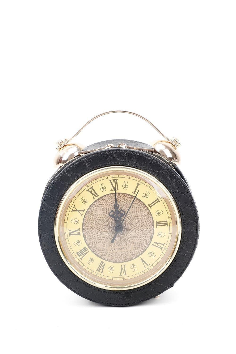 Fontanella Fashion Women's Clock Shaped Gothic Unique Design Handbag in Black