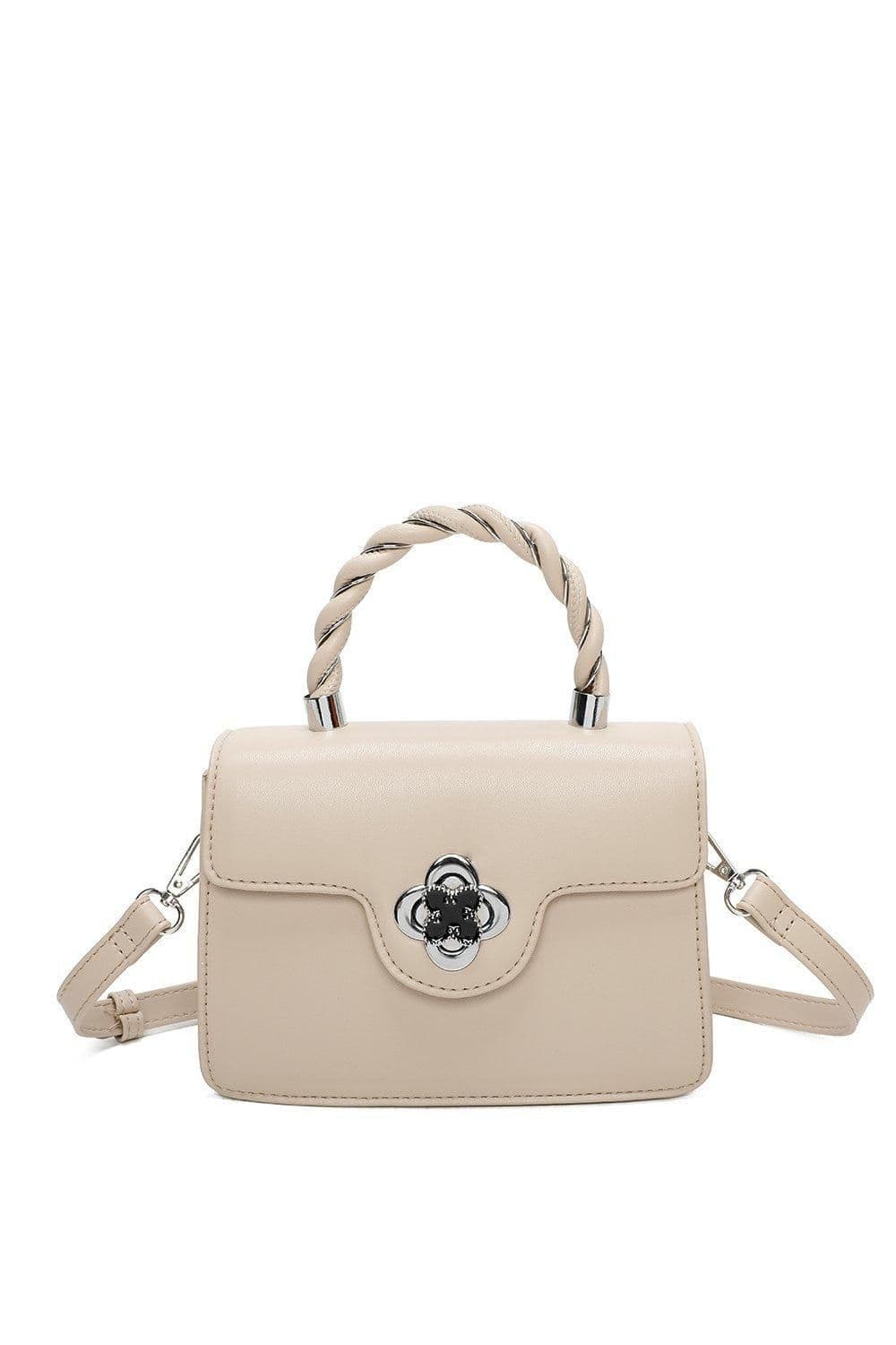 Fontanella Fashion Women's Mignon PU Leather Crossbody Top-Handle Bag in Light Beige