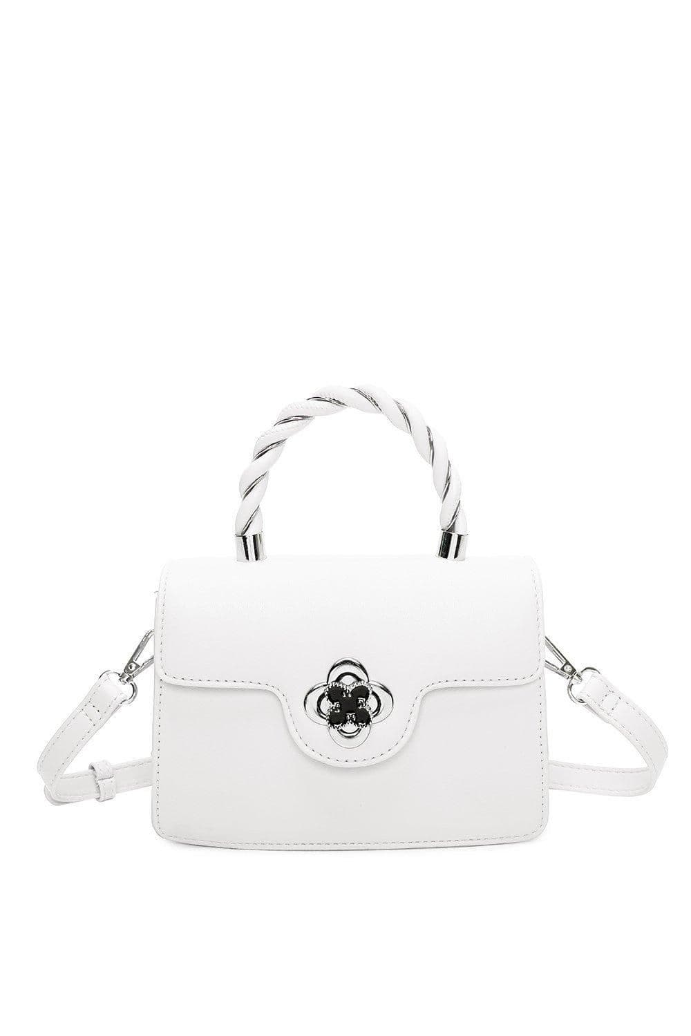 Fontanella Fashion Women's Mignon PU Leather Crossbody Top-Handle Bag in White
