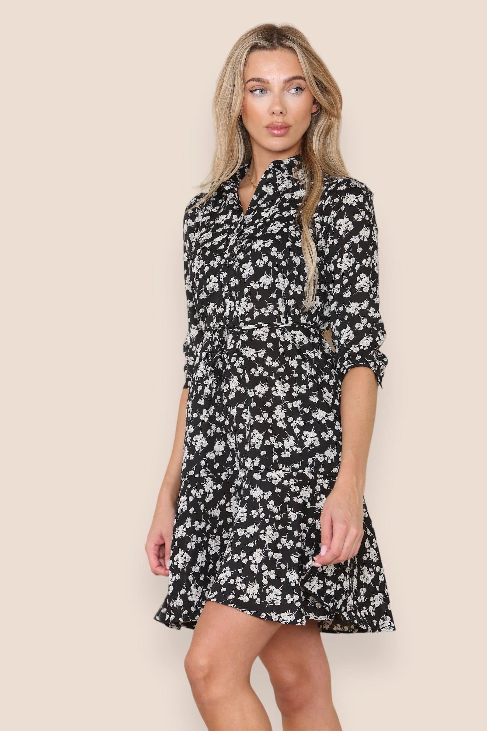 Ditsy Floral Print Frilled Hem Mini Dress
