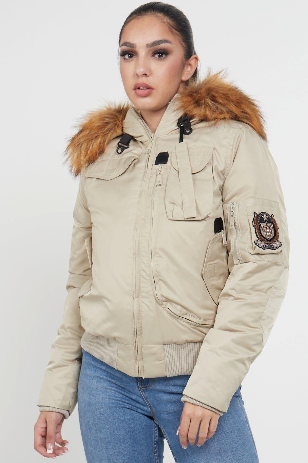 Bomber Para Jacket Faux Fur on Hood