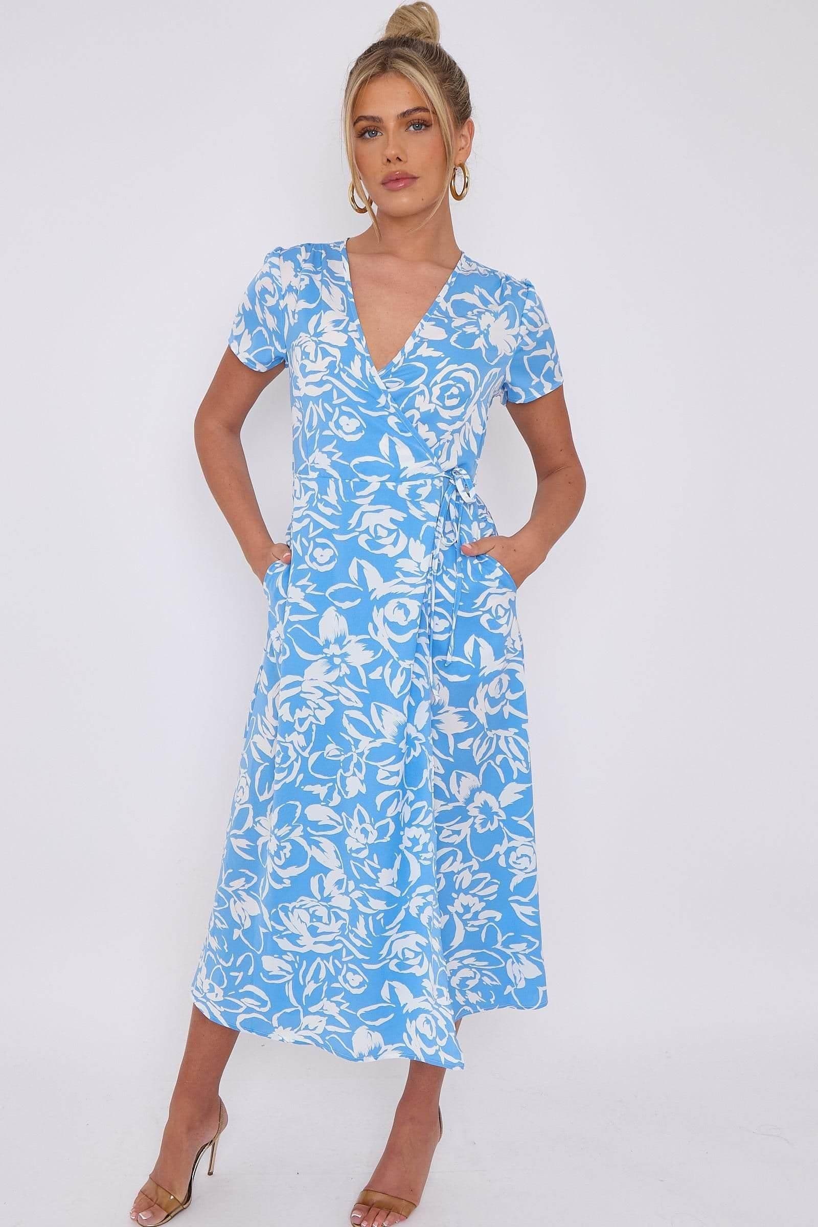 Floral Print Wrapped Midi Dress