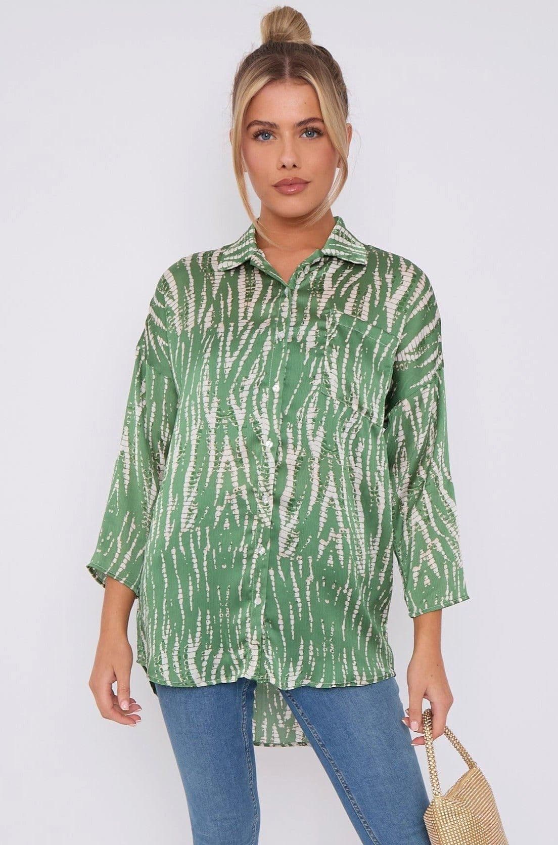 Tie Dye Print Satin Oversized Shirt
