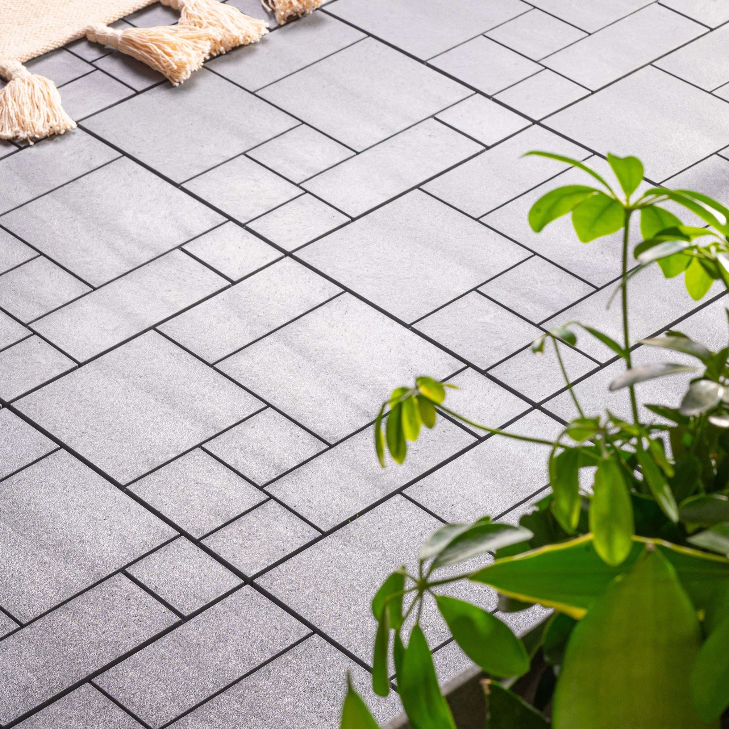 Pack 10 Mosaic Garden Patio Cosmopolitan Interlocking Deck Tiles Light Grey
