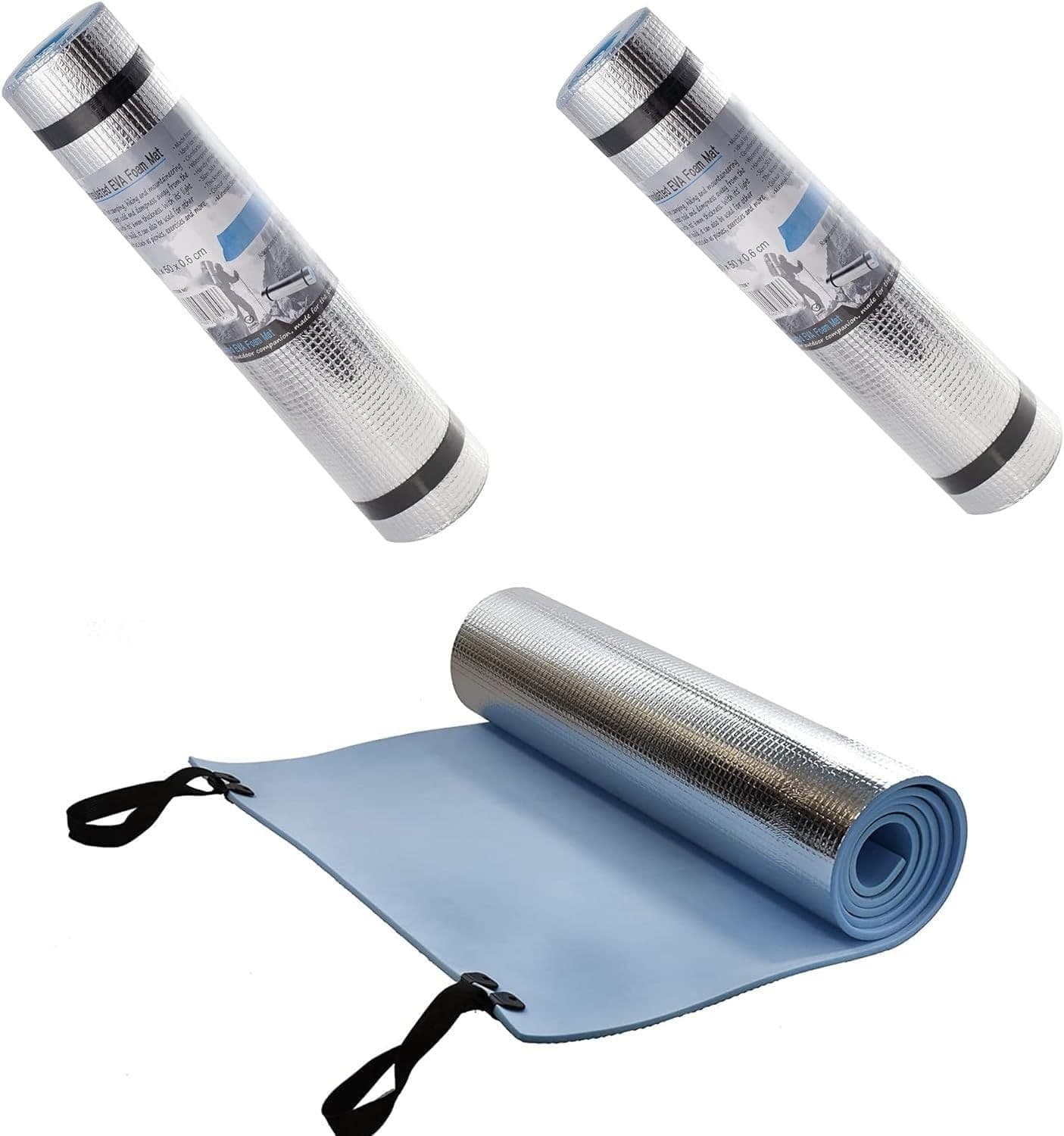 Foam Yoga & Camping Mat Set 2 Waterproof Insulated Roll Up Indoor Outdoor Foam Sleeping Mats