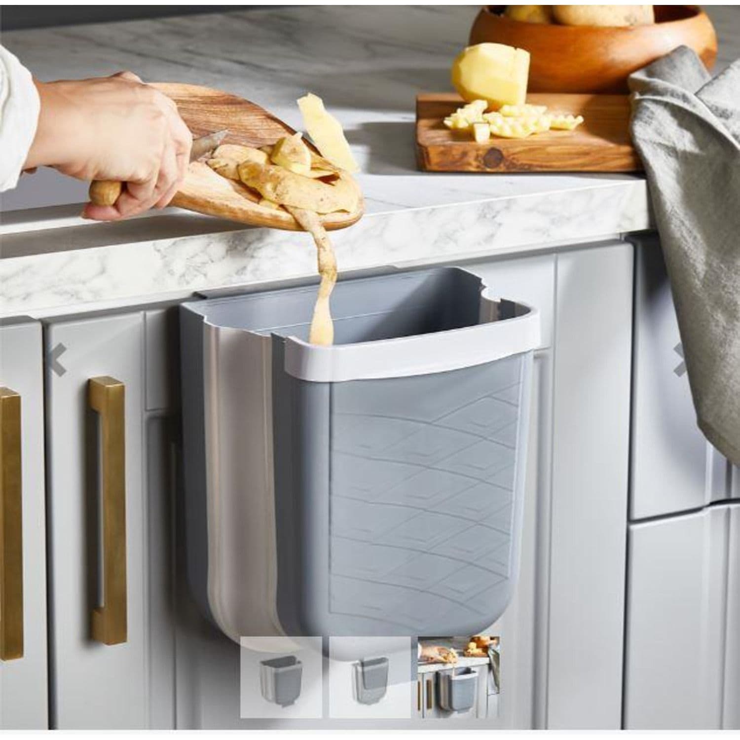 Collapsible Trash Bin Hanging Foldable Dustbin Kitchen Waste Bin Small