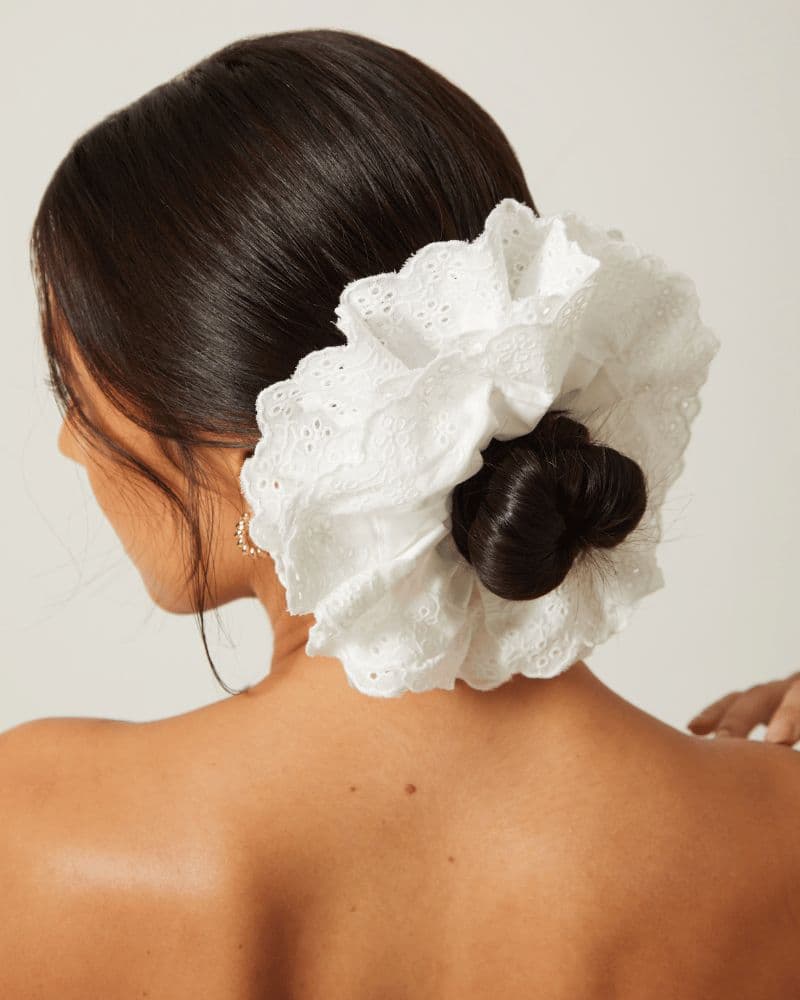 Ivory Broderie Scrunchie