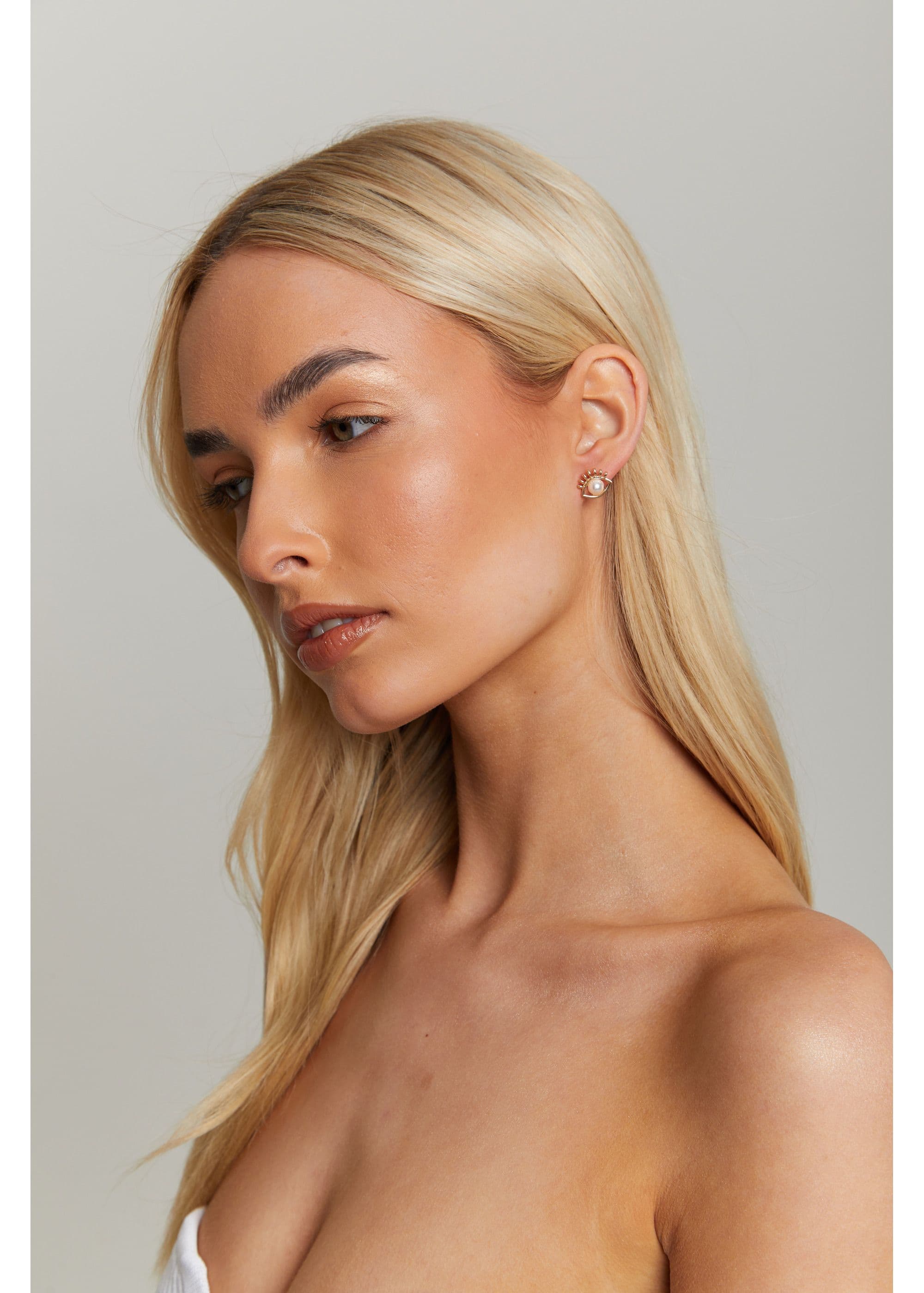 Gold And Ivory Evil Eye Pearl Earrings