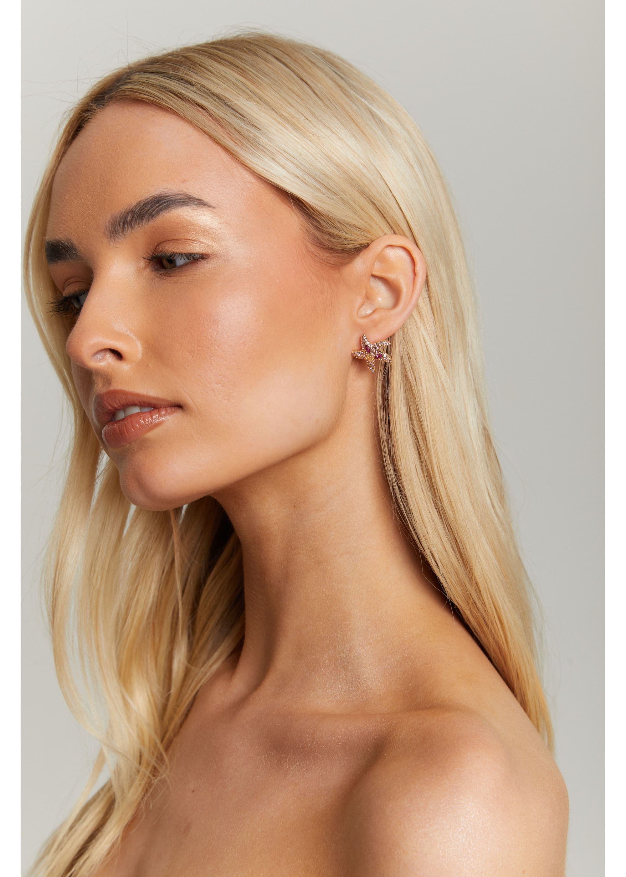 Madein Women's Pink Starfish Jewel Earrings