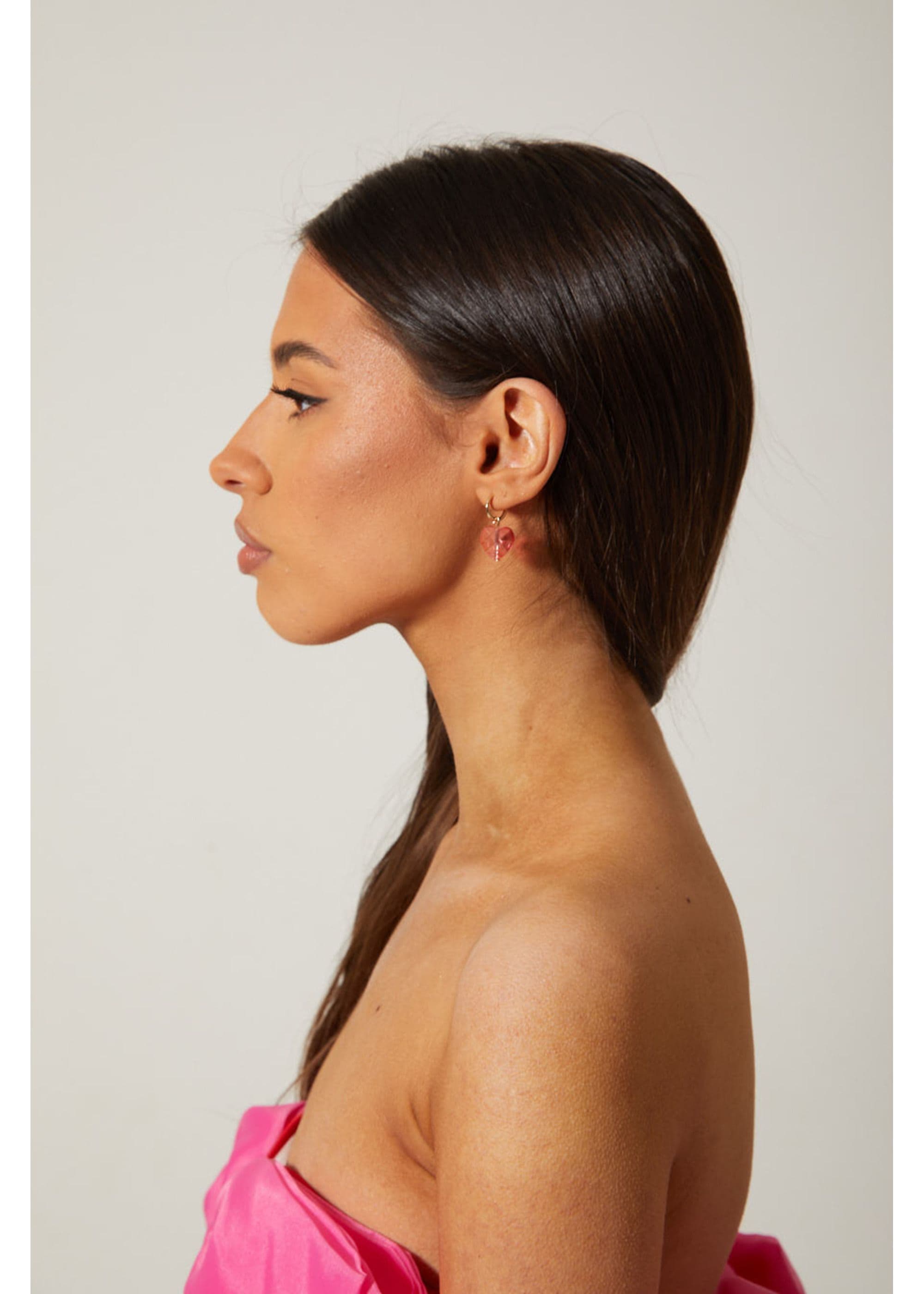 Gold and Red Heart Jewel Earrings