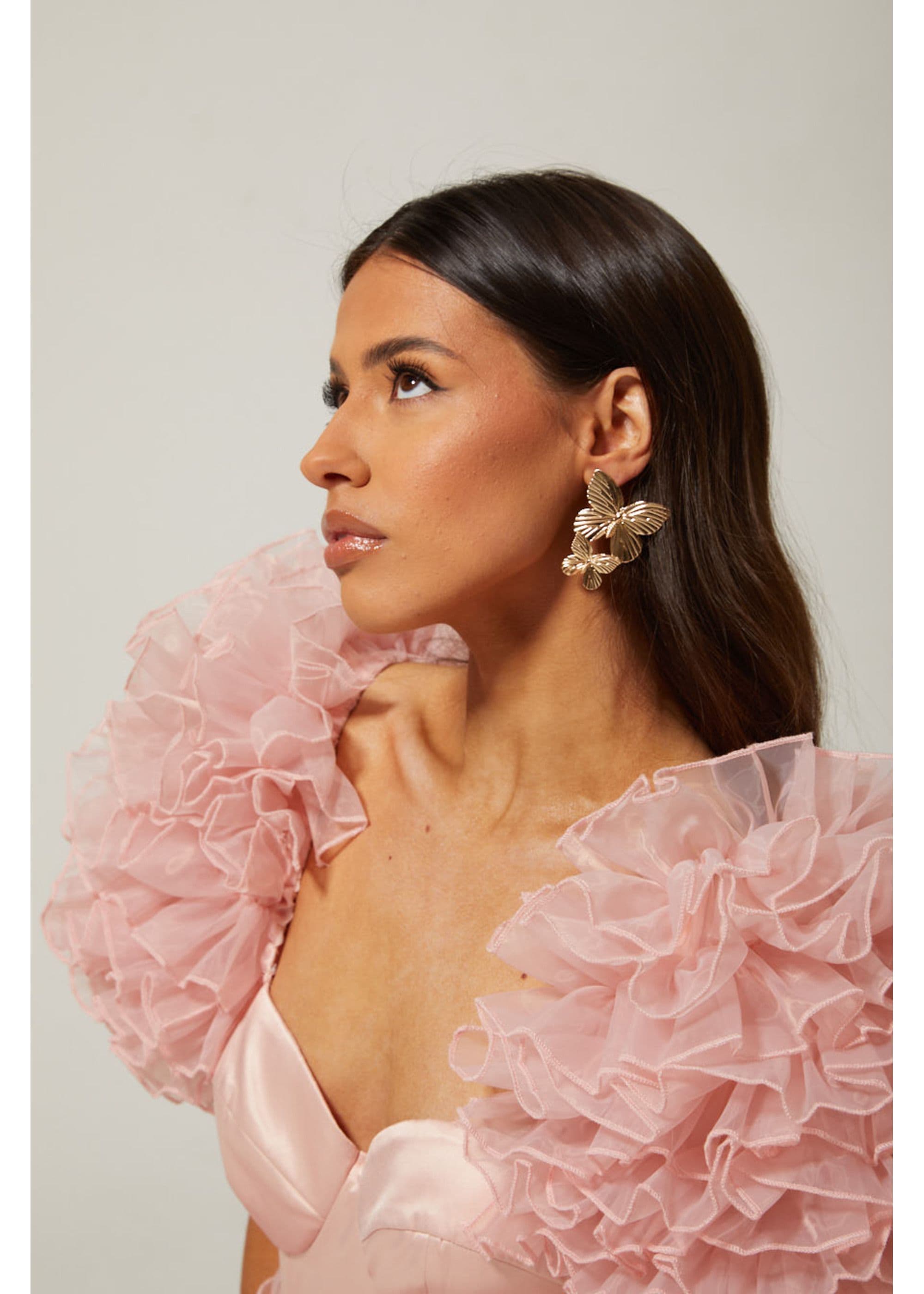 Gold Butterfly Drop Earrings