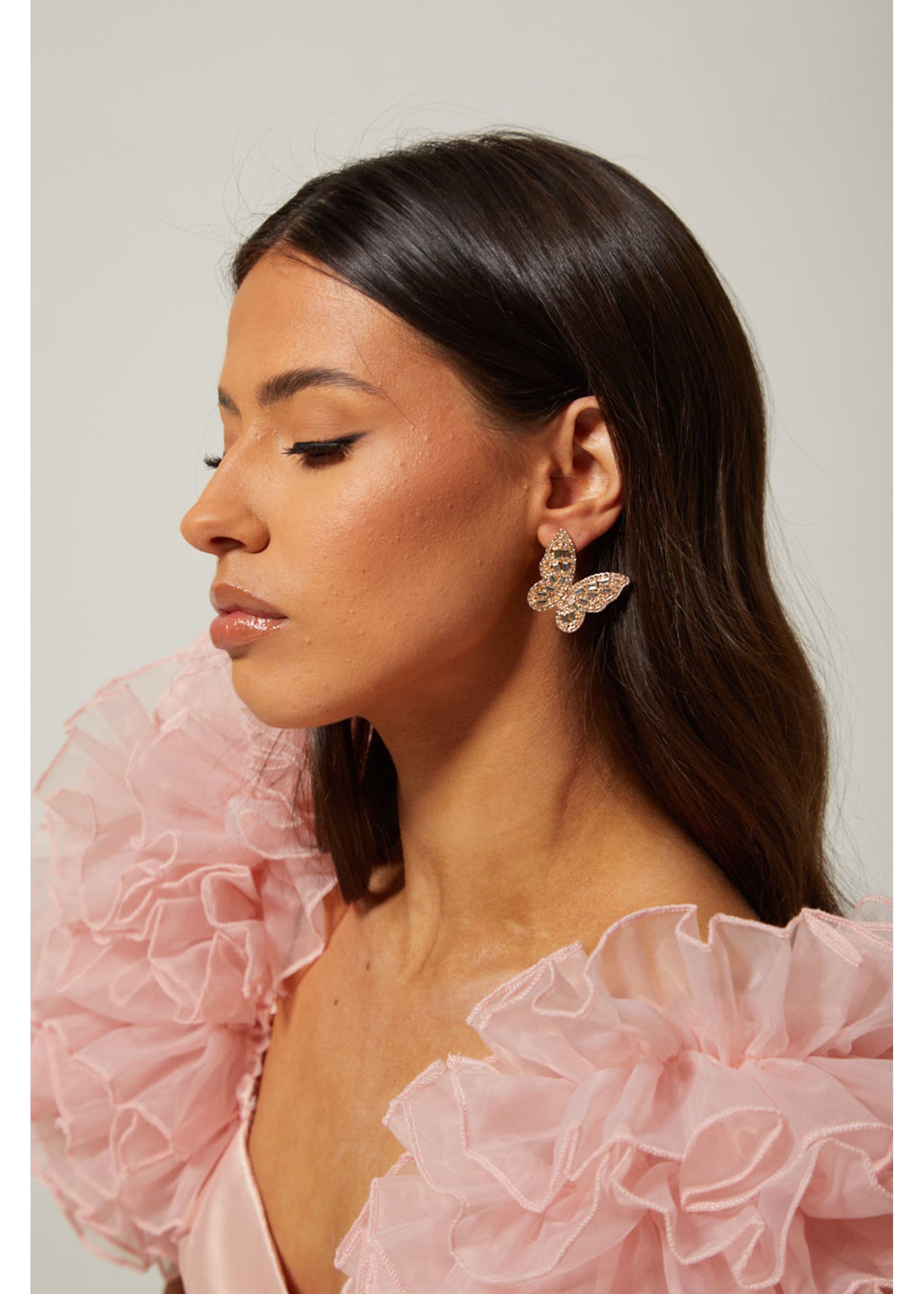 Gold Embellished Butterfly Earrings