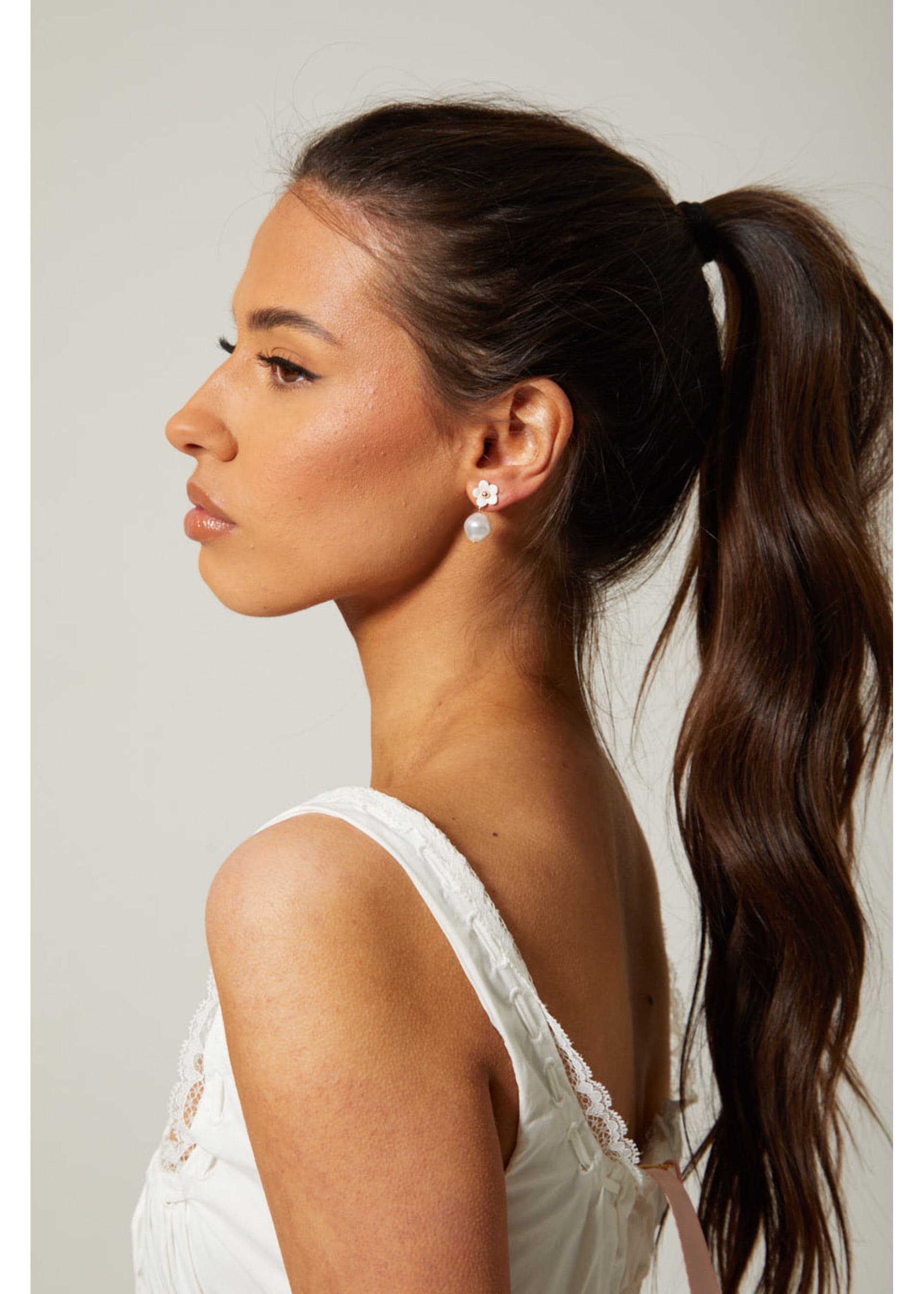 Ivory Flower Drop Earrings