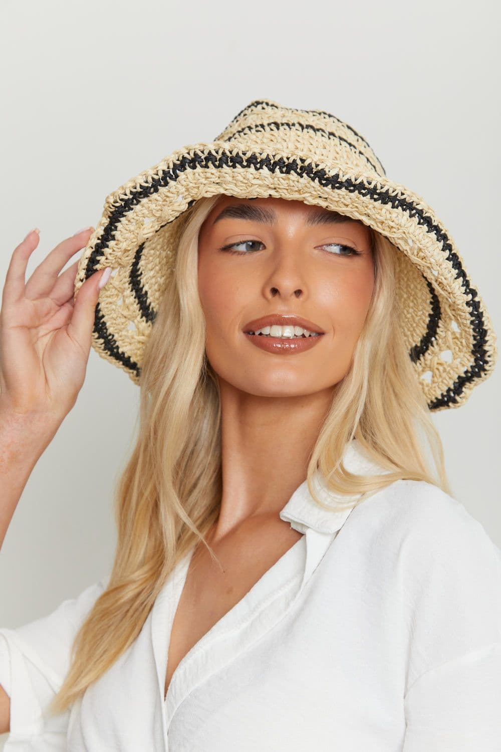 Straw Striped Bucket Hat