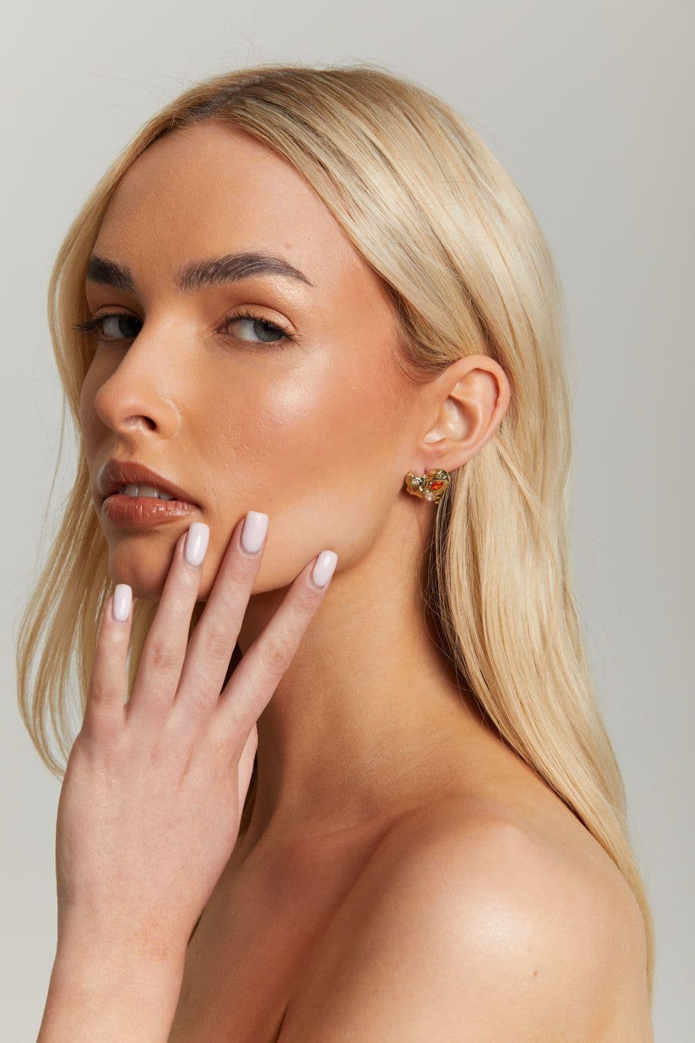 Multi Embellished jewel heart earrings