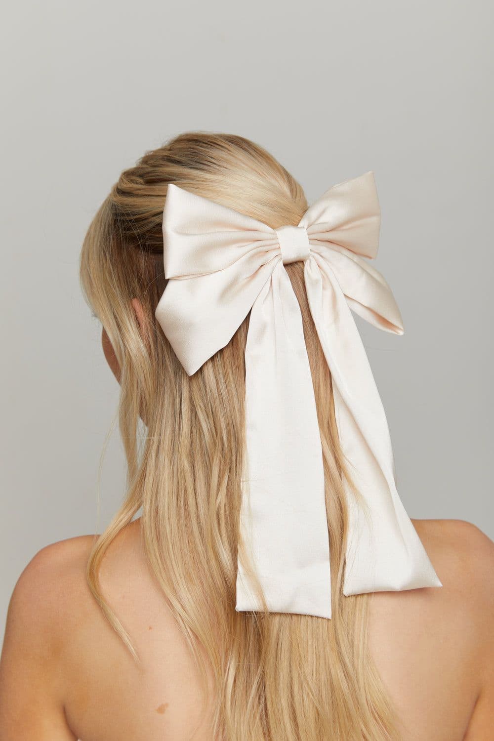 Champagne Satin Bow Clip