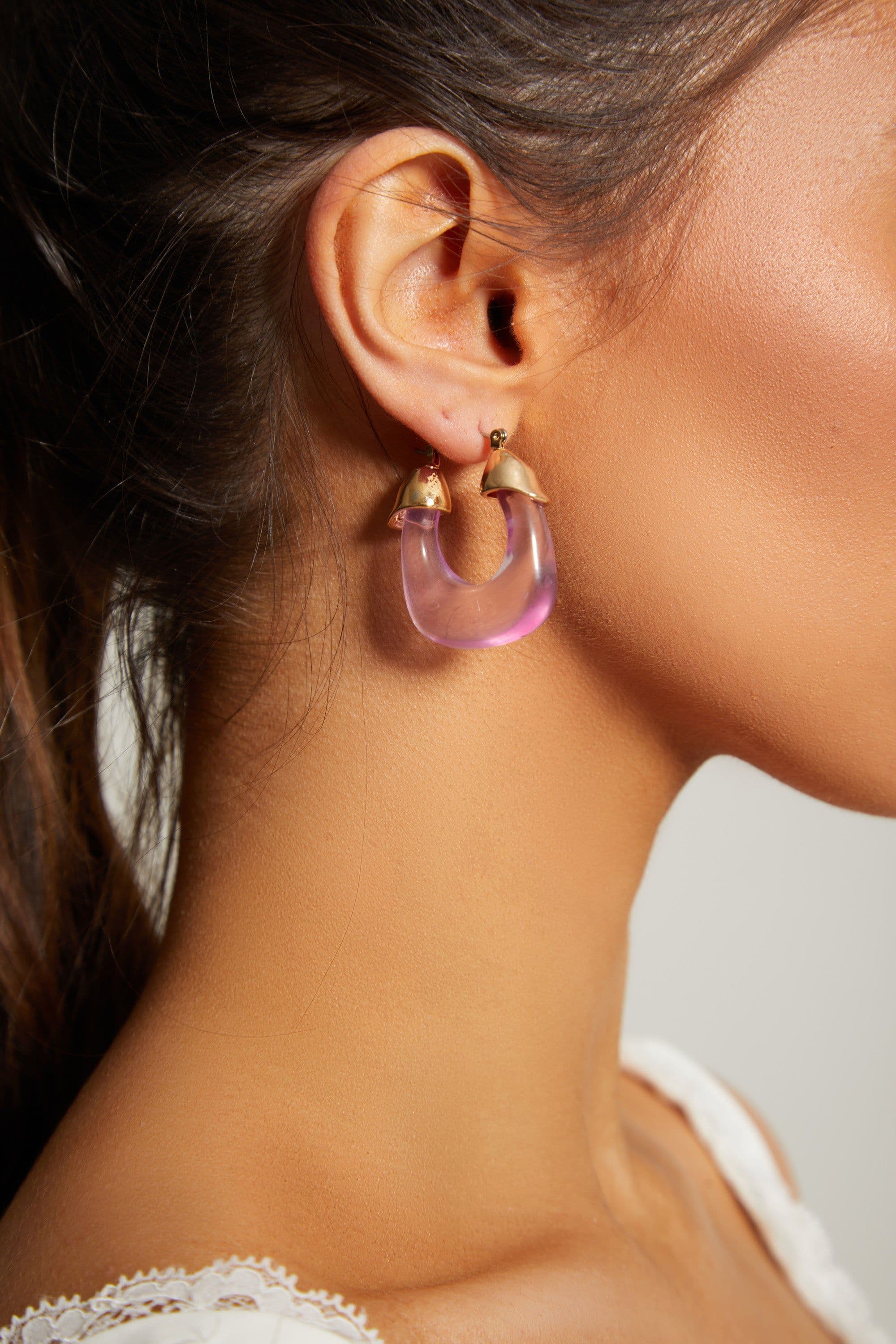 Purple Textured Acrylic Earrings