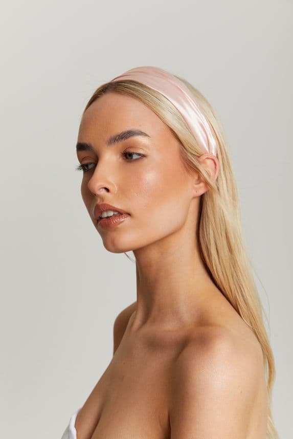 Blushed Pink Satin Ruched Headband