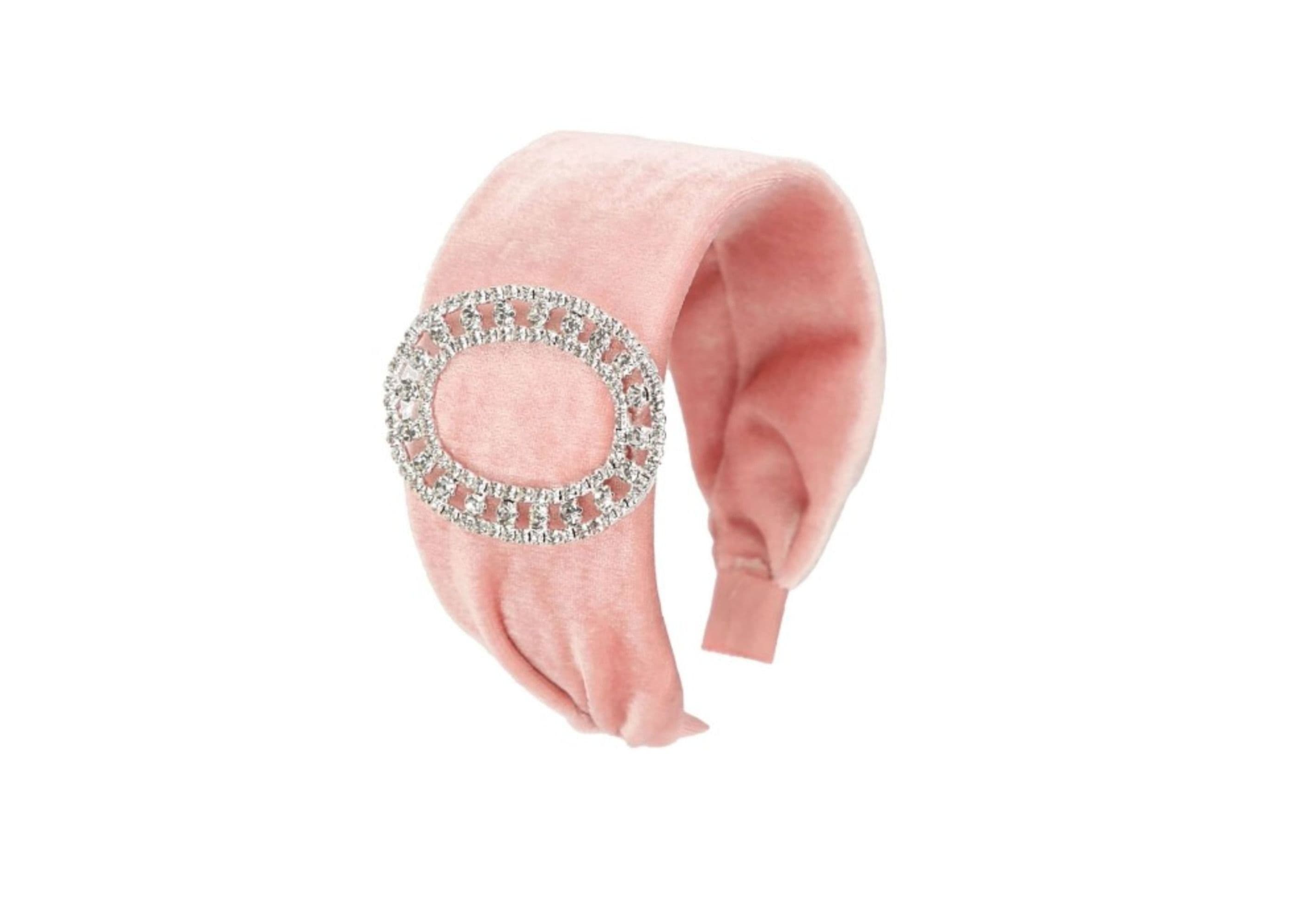Madein Women's Blushed pink Embellished Velvet Headband