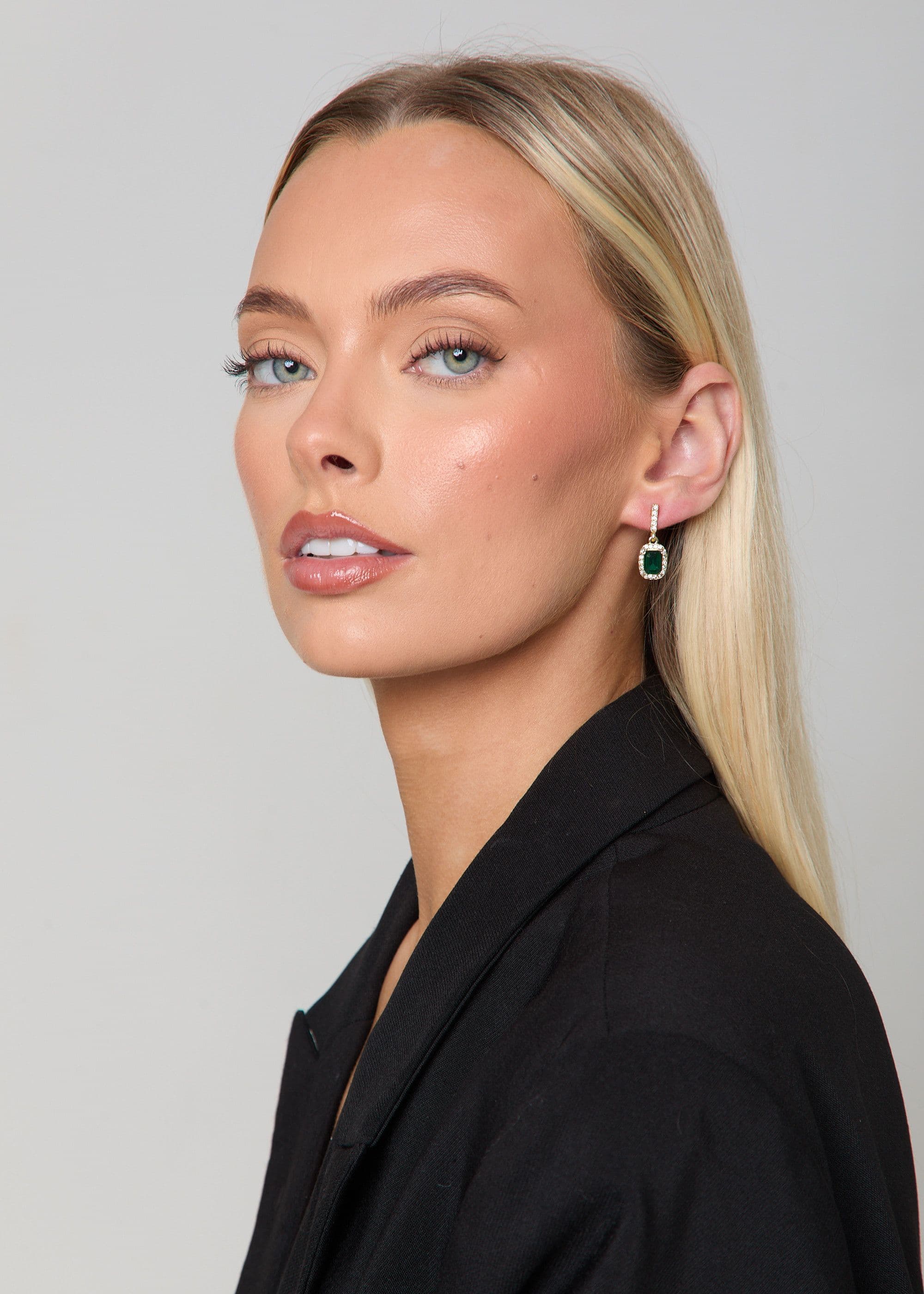 Madein Women's Embellished Earrings in Emerald | Size: Standard