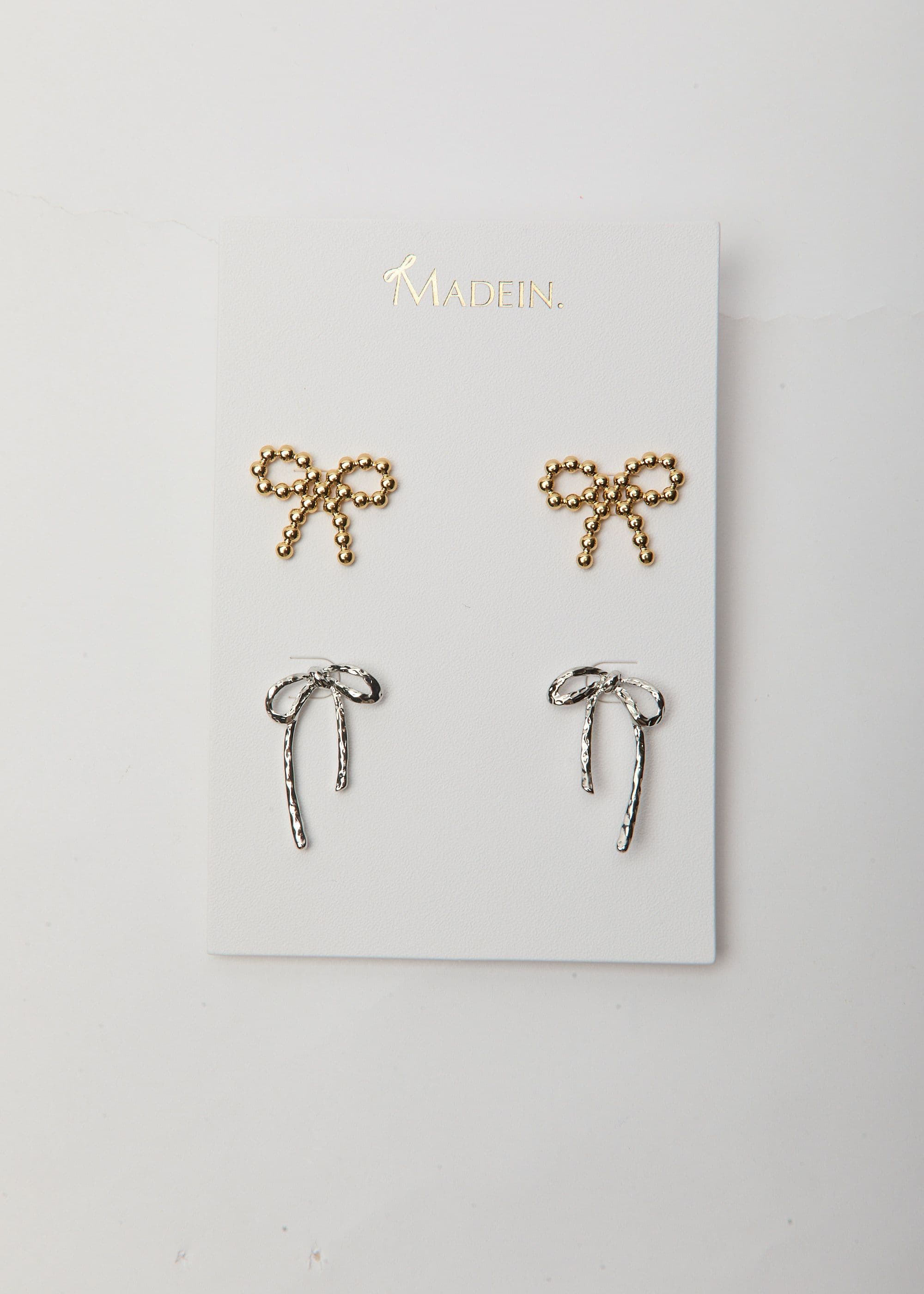 Madein Women's Bow Earring Set | Size: Standard