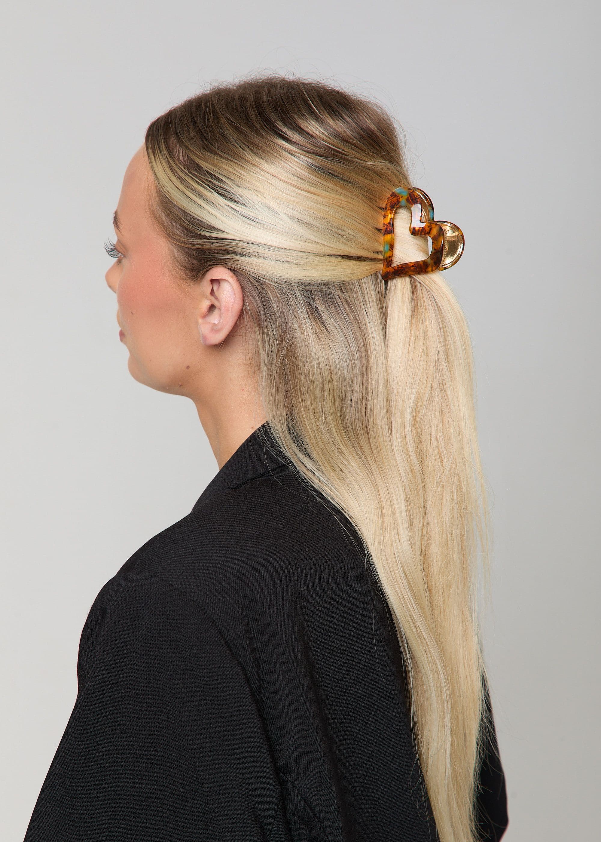 Madein Women's Heart Tort Claw Clip in Brown