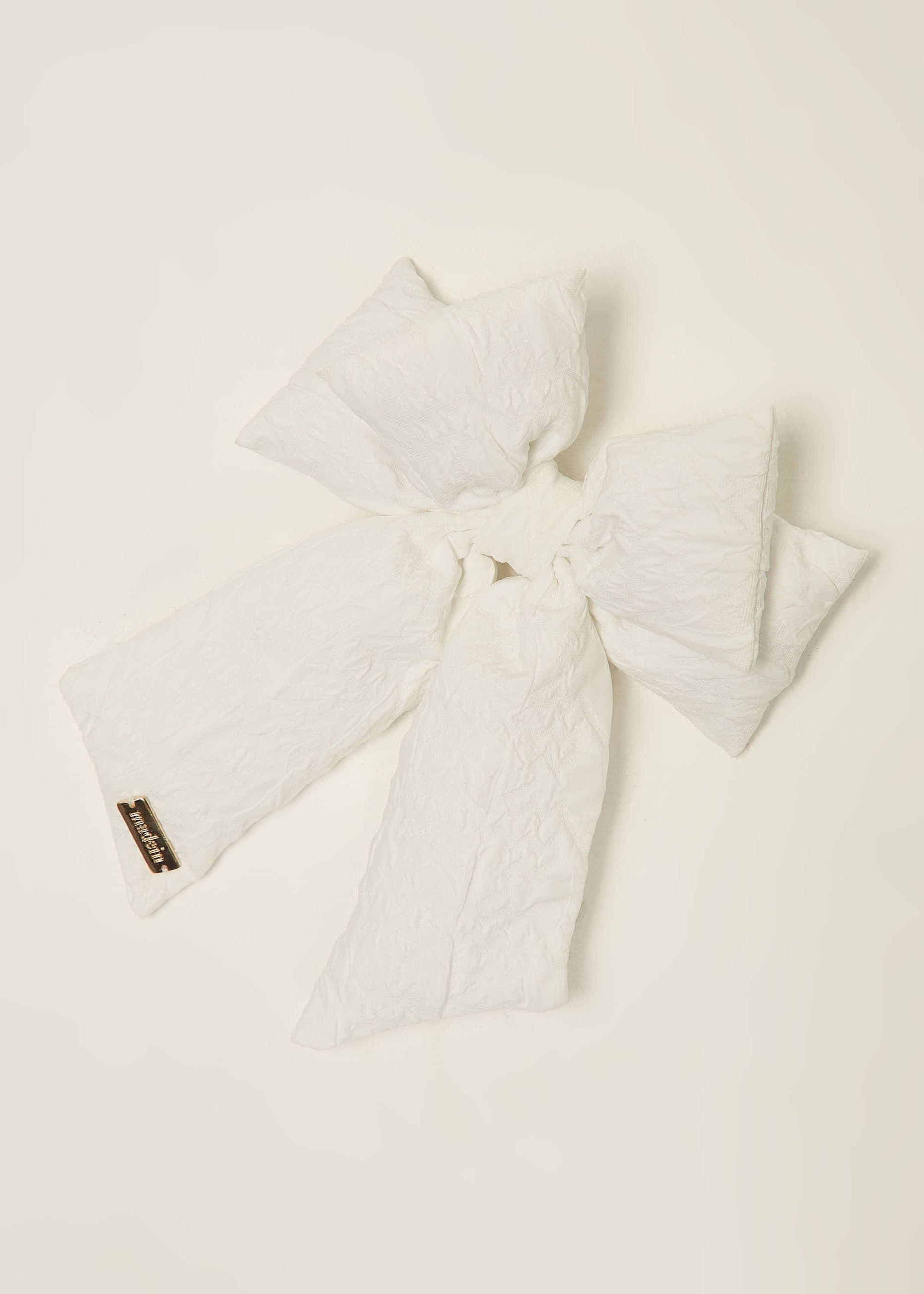 Madein Women's Quilted Dahlia 3D Hair Bow in White