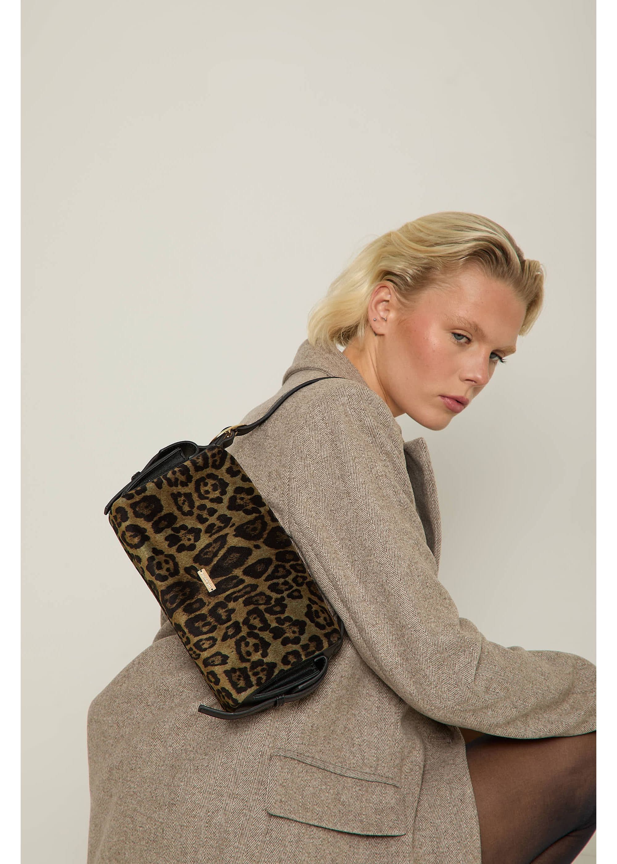 Madein Women's Nora Pressed Olive PU Box Shoulder Bag