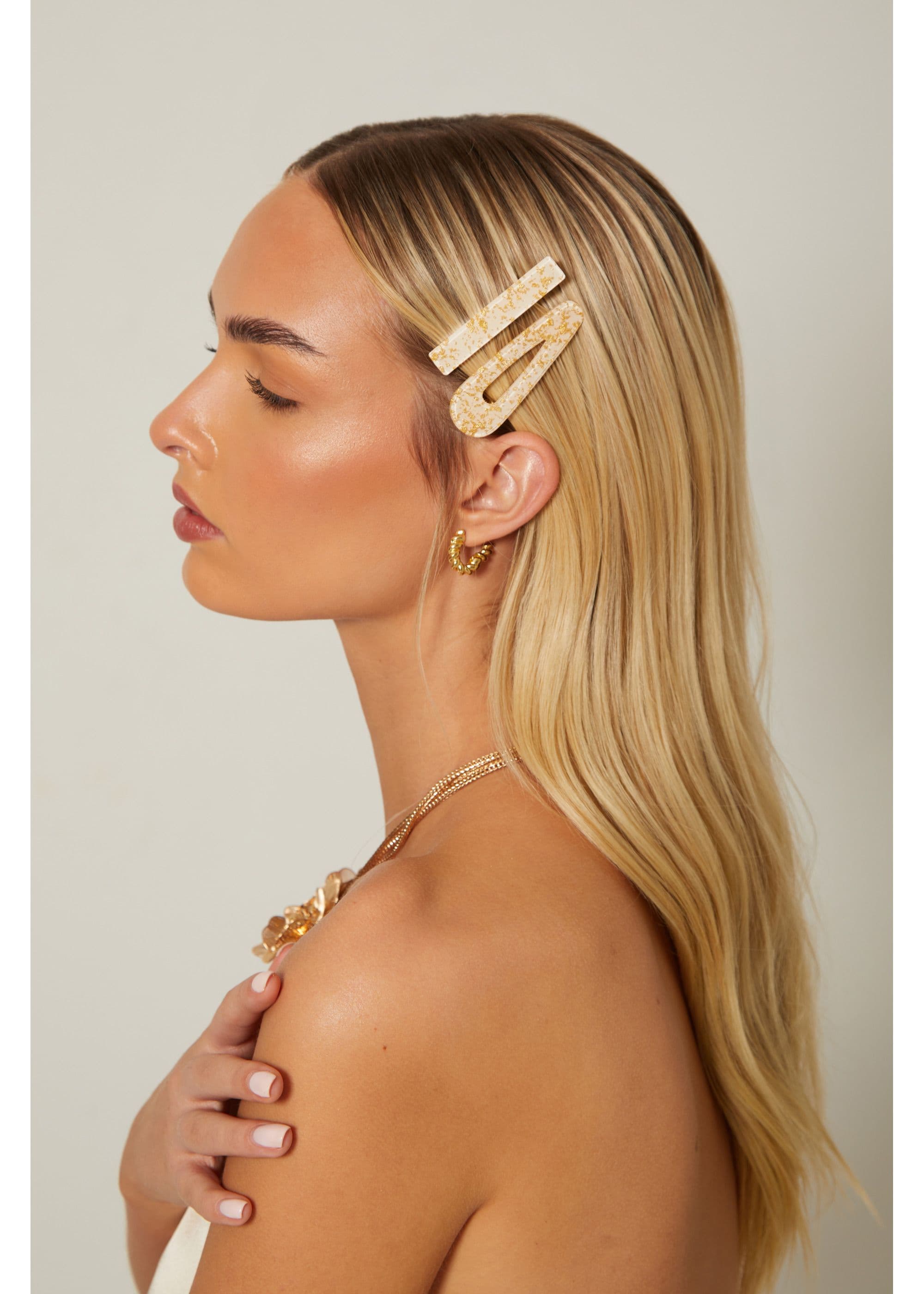 Madein Women's 2 Pack Gold Flake Hair Slides