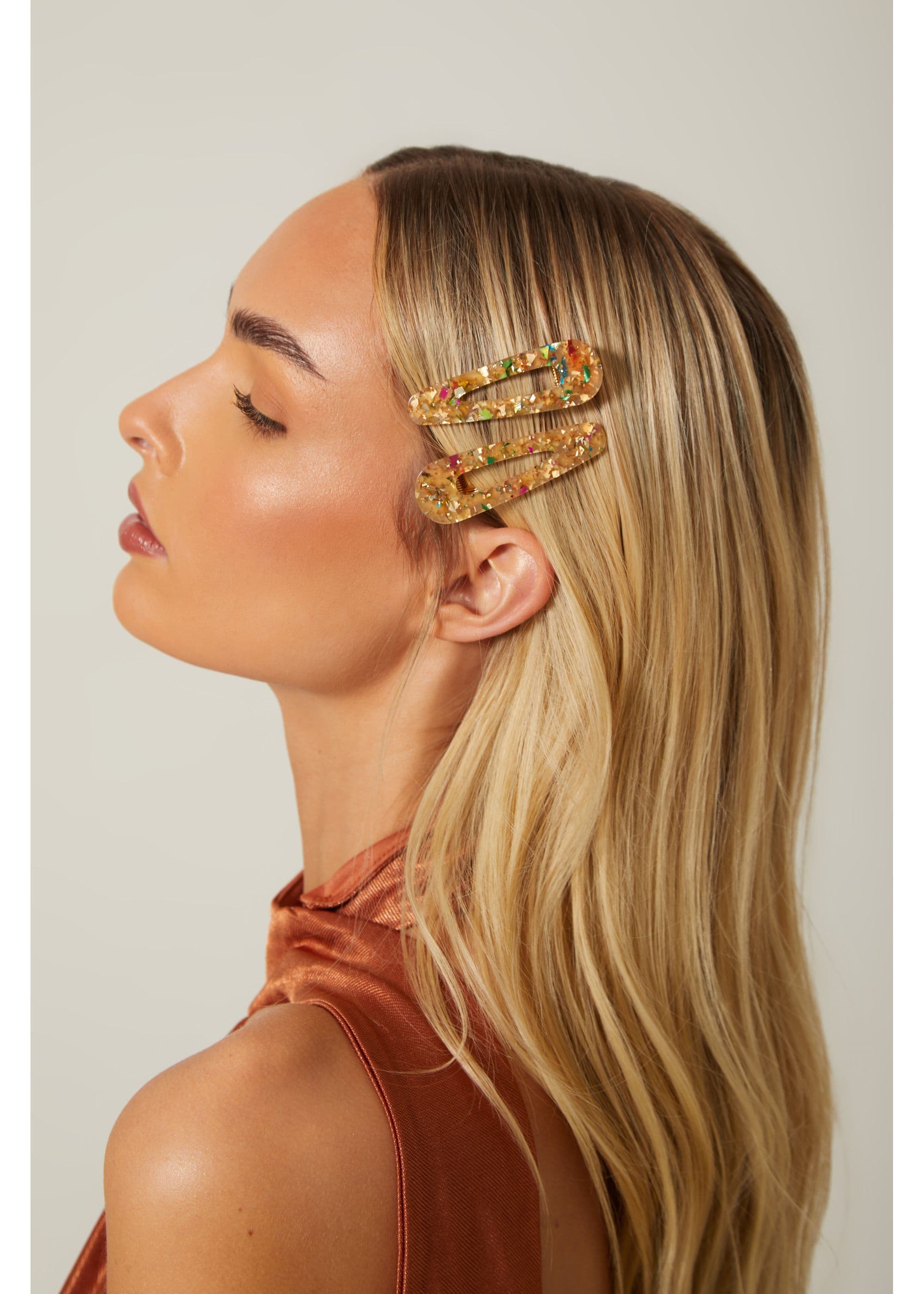 Madein Women's Two Pack Glitter Hair Slides