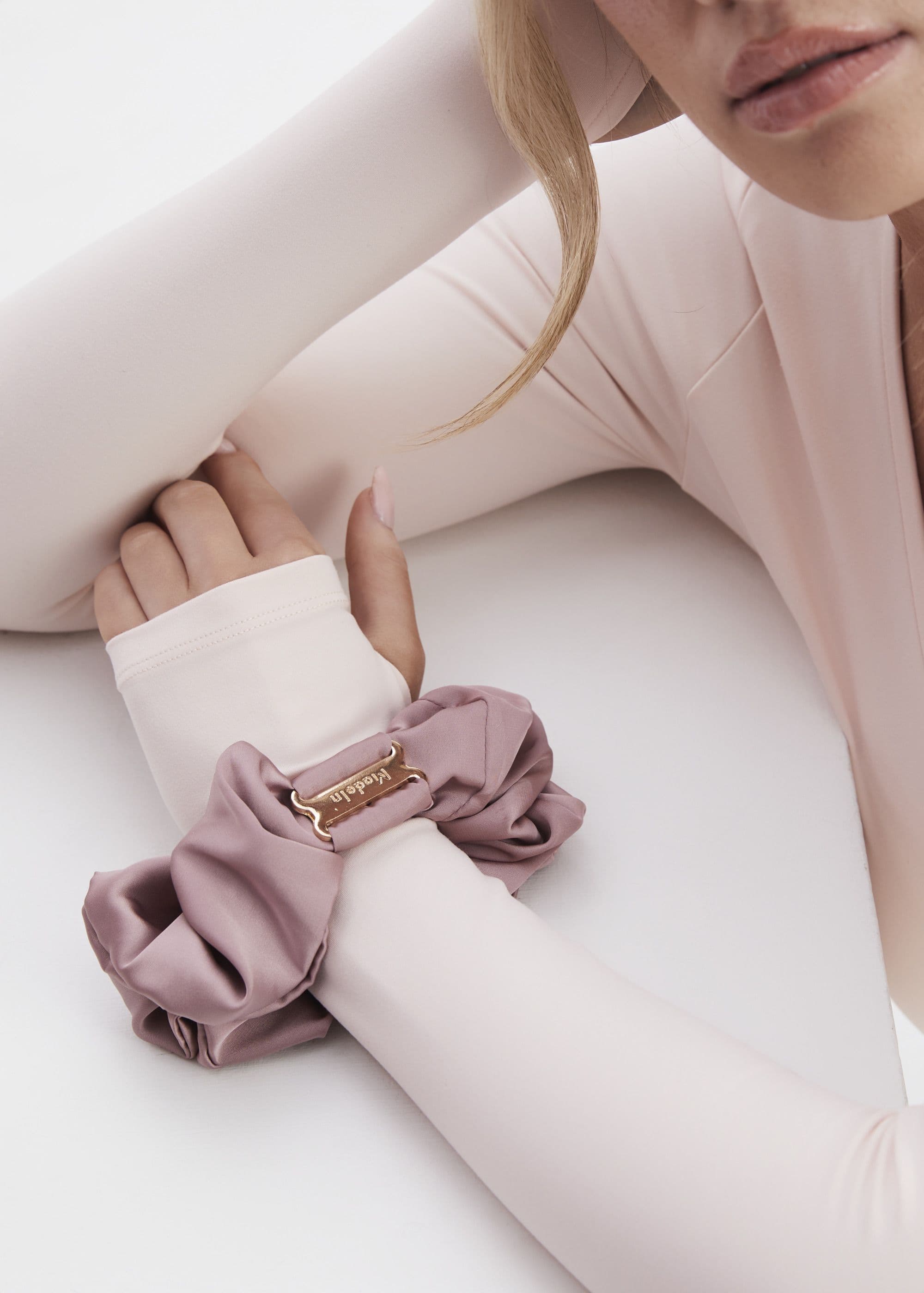 Madein Women's The Romy Branded Scrunchie in Dusty Pink