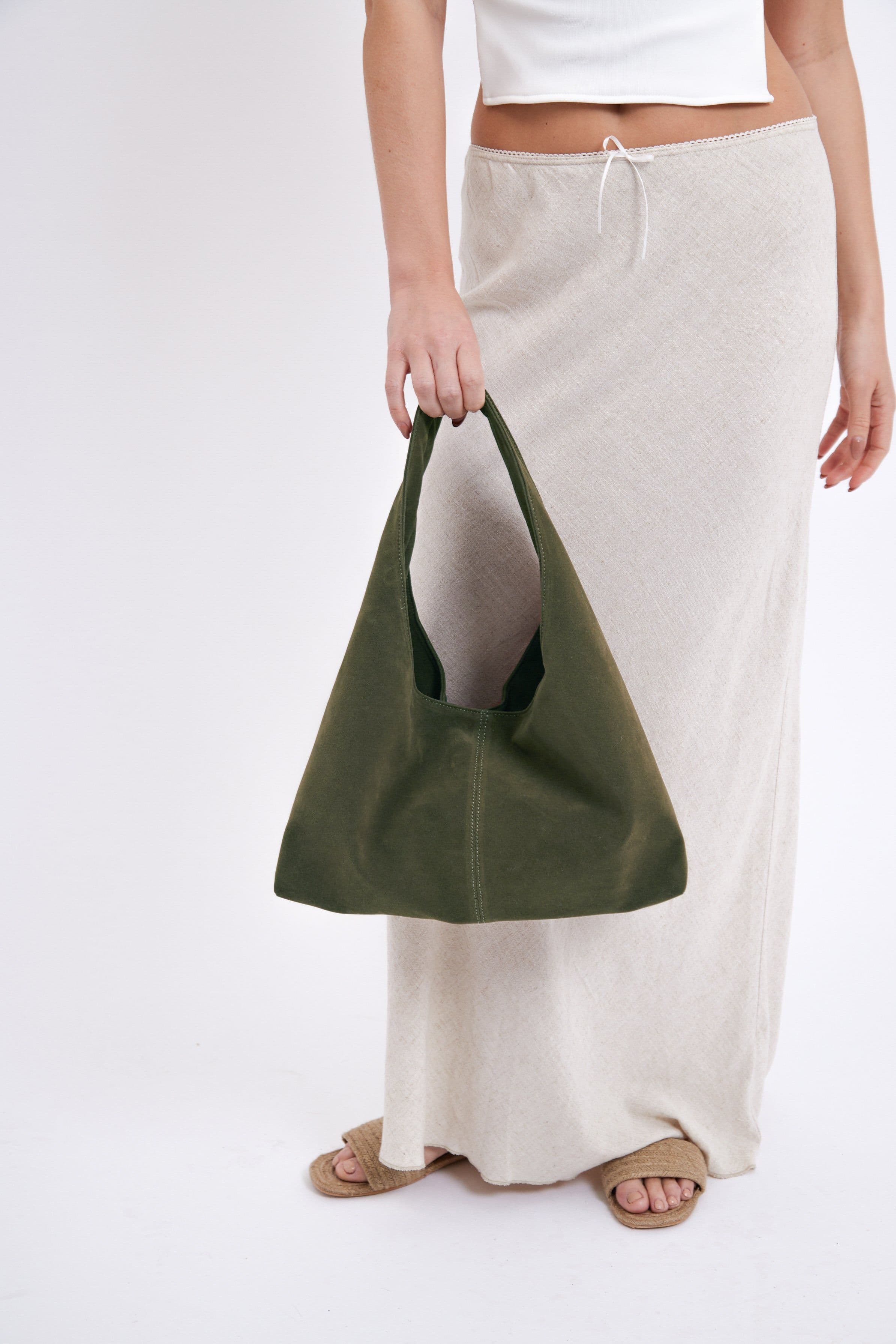 Slouchy Square Faux Suede Shoulder Bag