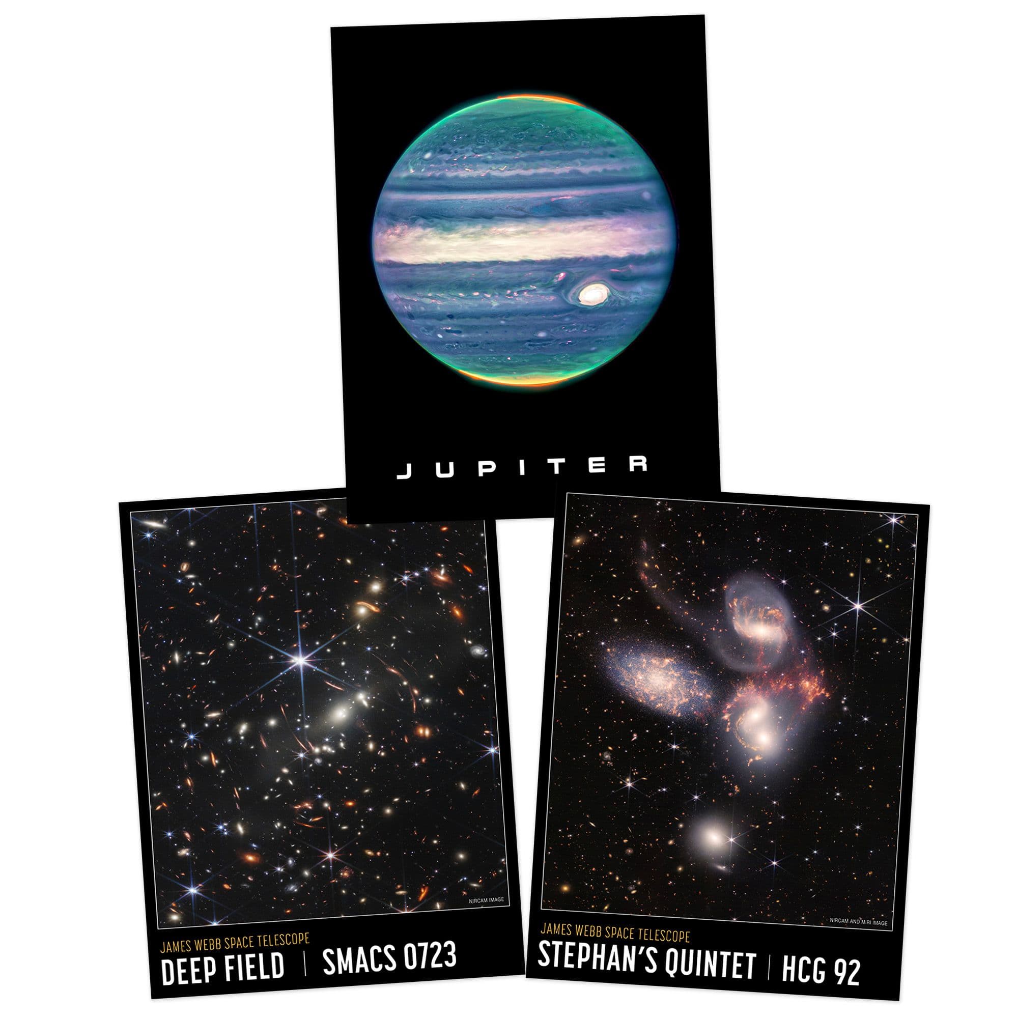 Wall Art Print Pack 3 NASA James Webb Jupiter Deep Field Stephans Quintet Pack 3 Large Poster Set