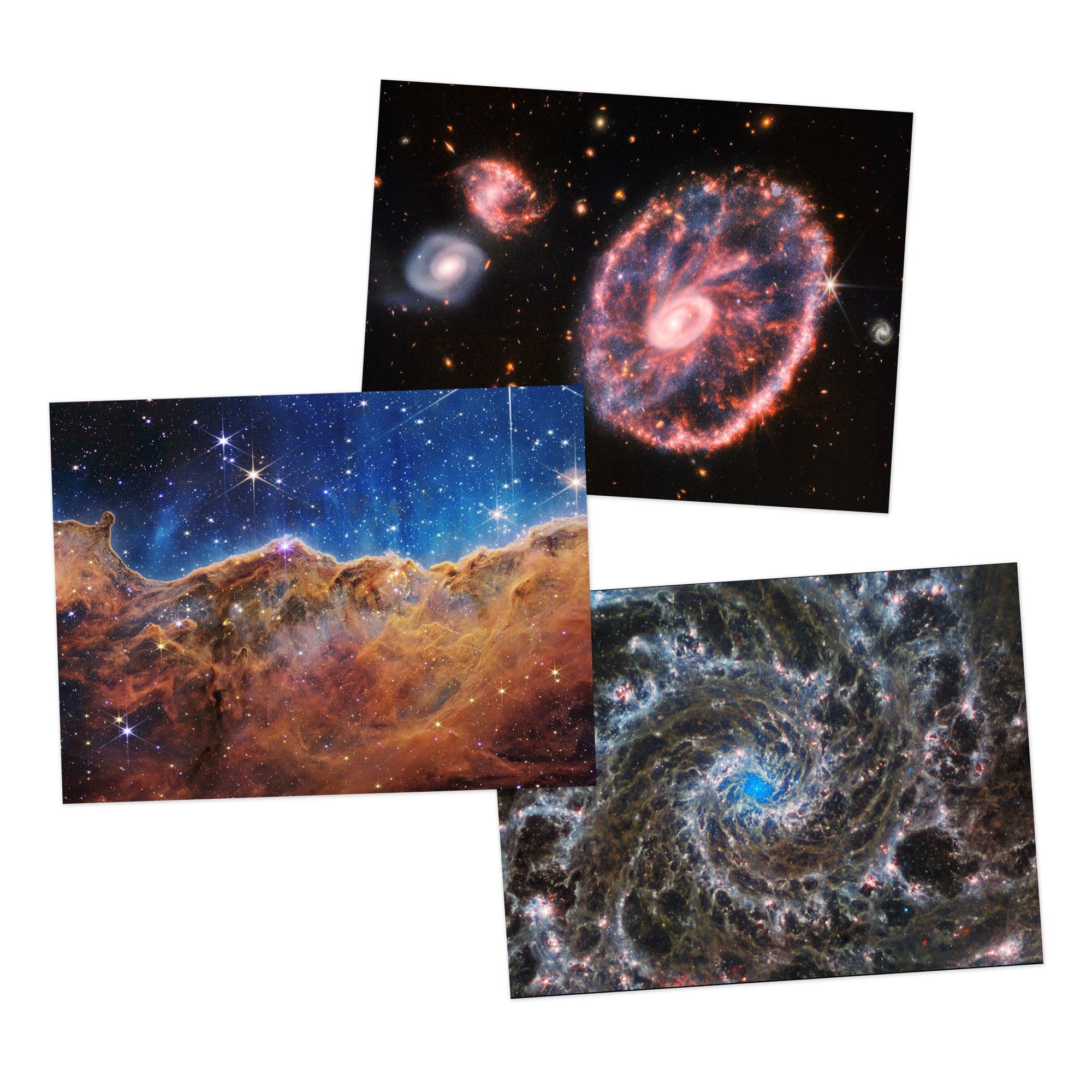 Wall Art Print Pack of 3 NASA James Webb Phantom Cartwheel Galaxy Carina Nebula Cosmic Cliffs Pack of 3 Large Poster Set