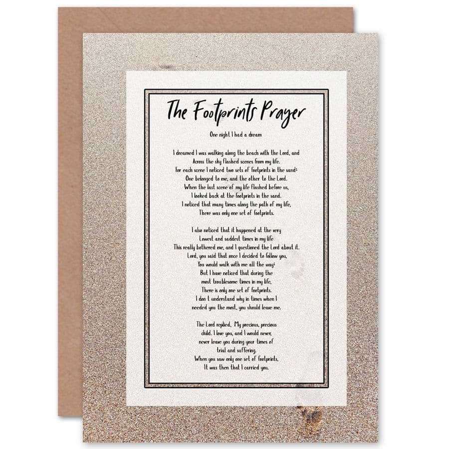 Christian Jesus Foot s In The Sand Poem Inspirational Greeting Card